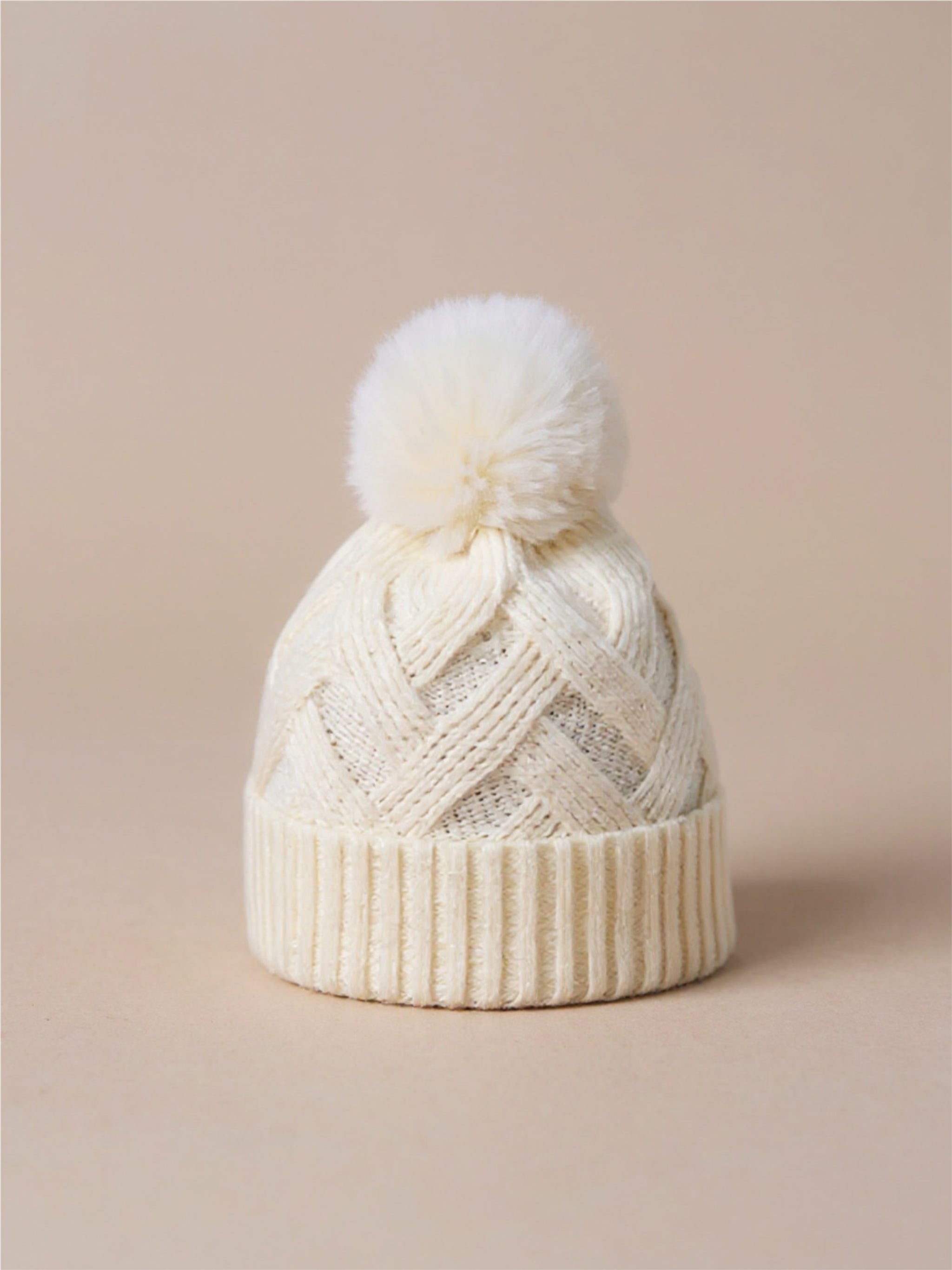 Roll Rim Beanie with Pompom