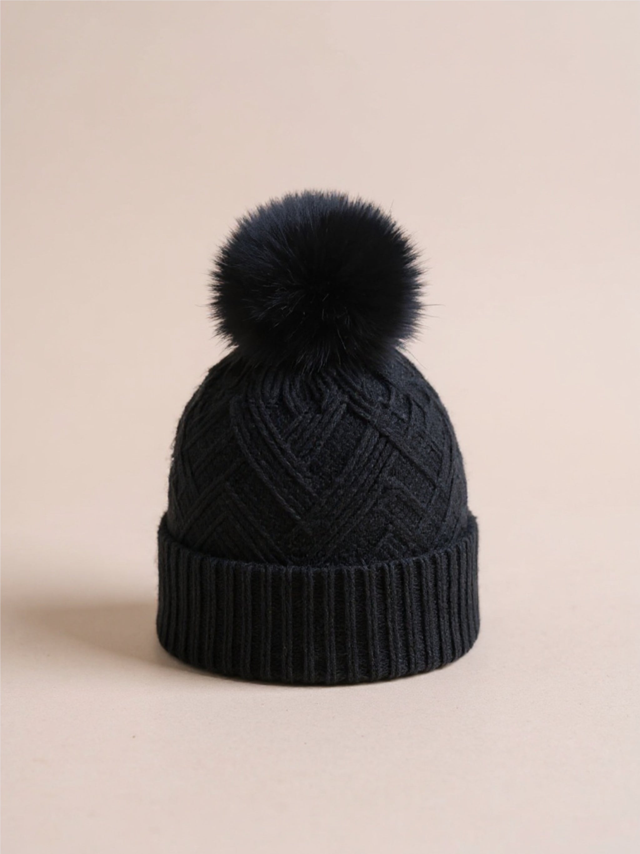 Roll Rim Beanie with Pompom