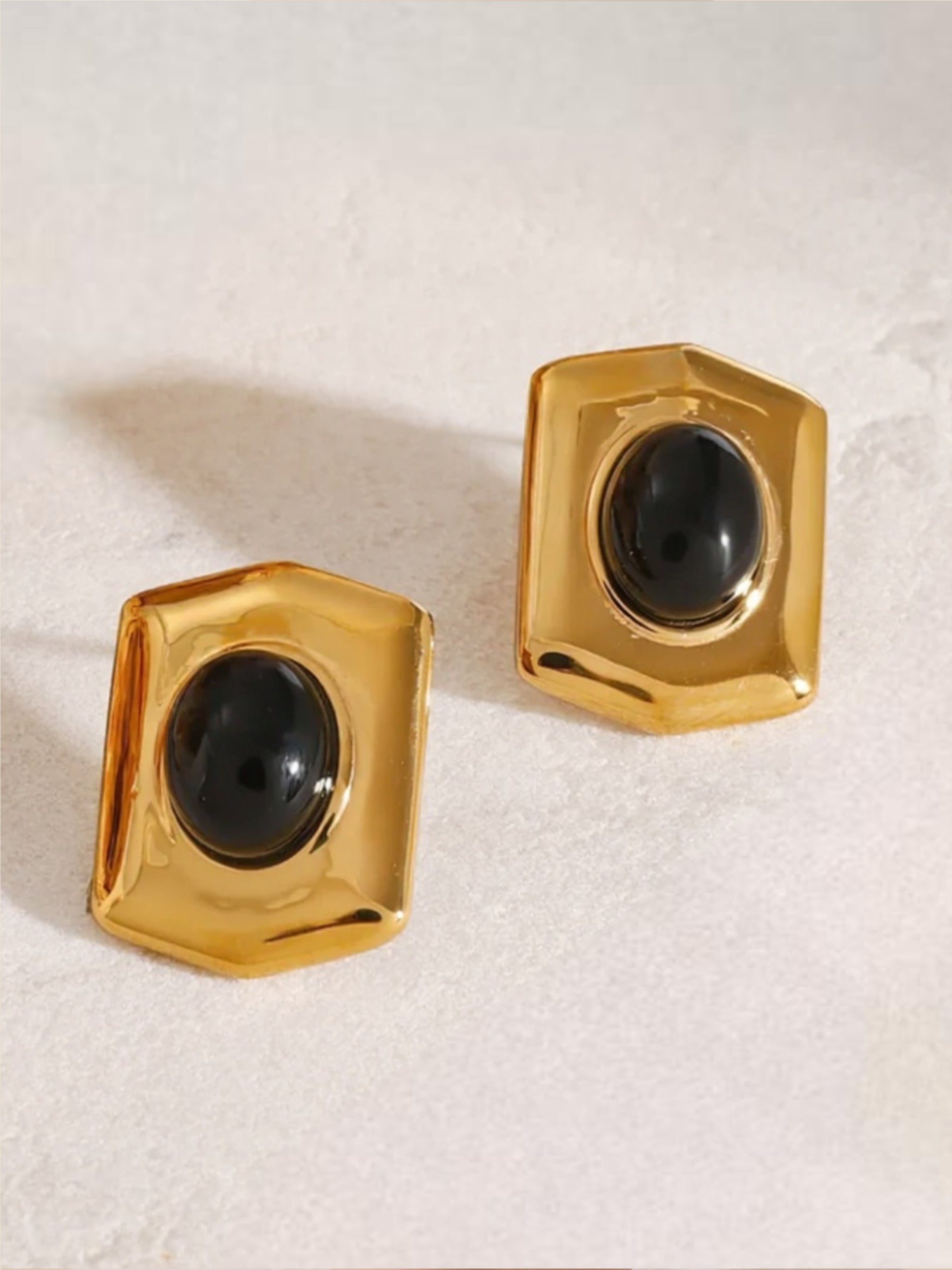 18K Gold Stainless Steel Agate Earrings