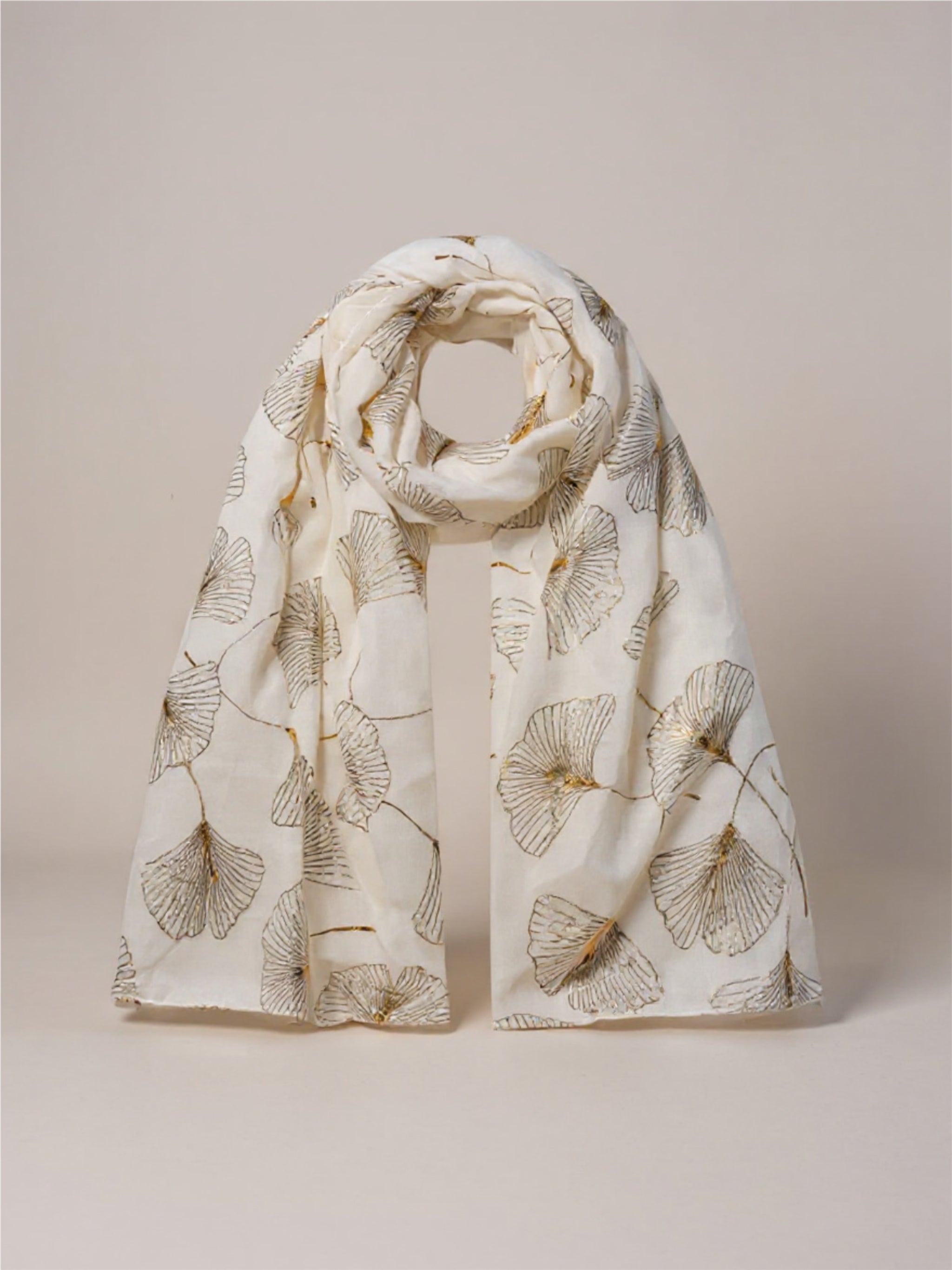 Ginkgo Leaf Polyester Scarf