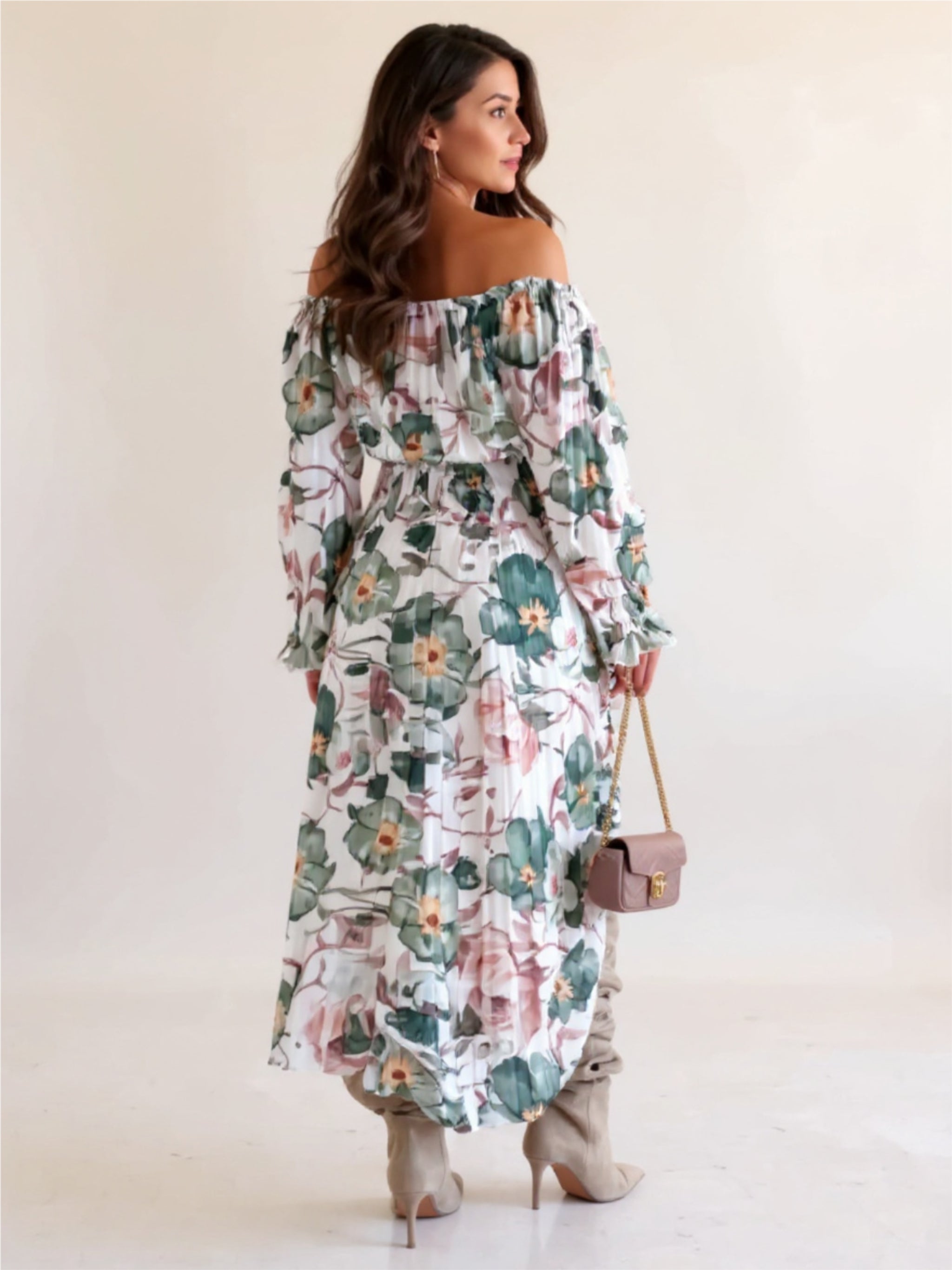 Floral Off-Shoulder Top & Skirt Two-Piece Set