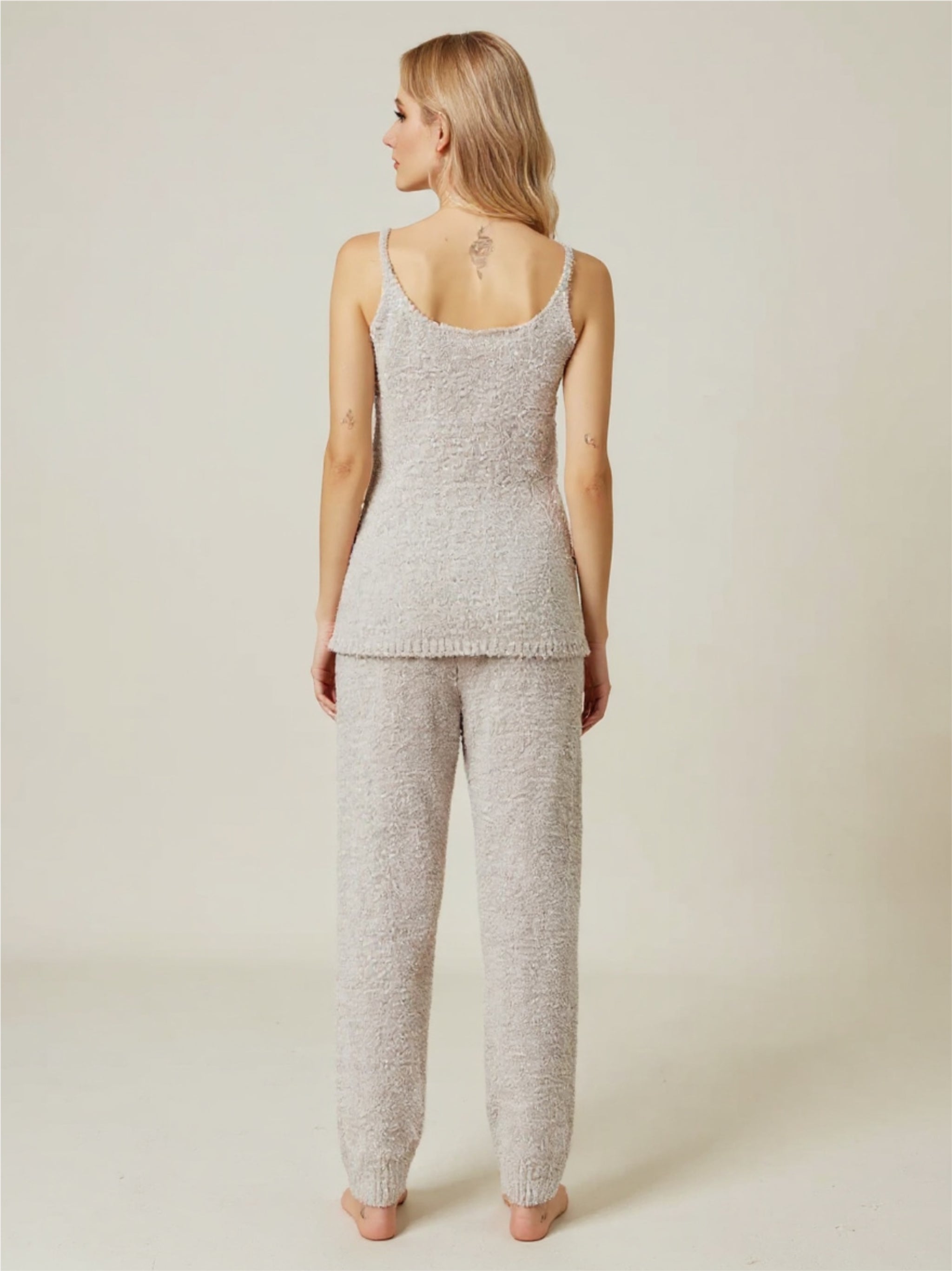 Fuzzy V-Neck Cami & Pants Lounge Set
