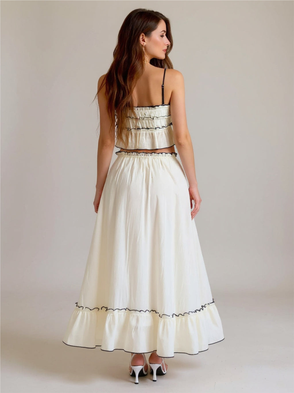 Frill Square Neck Cami & Skirt Set