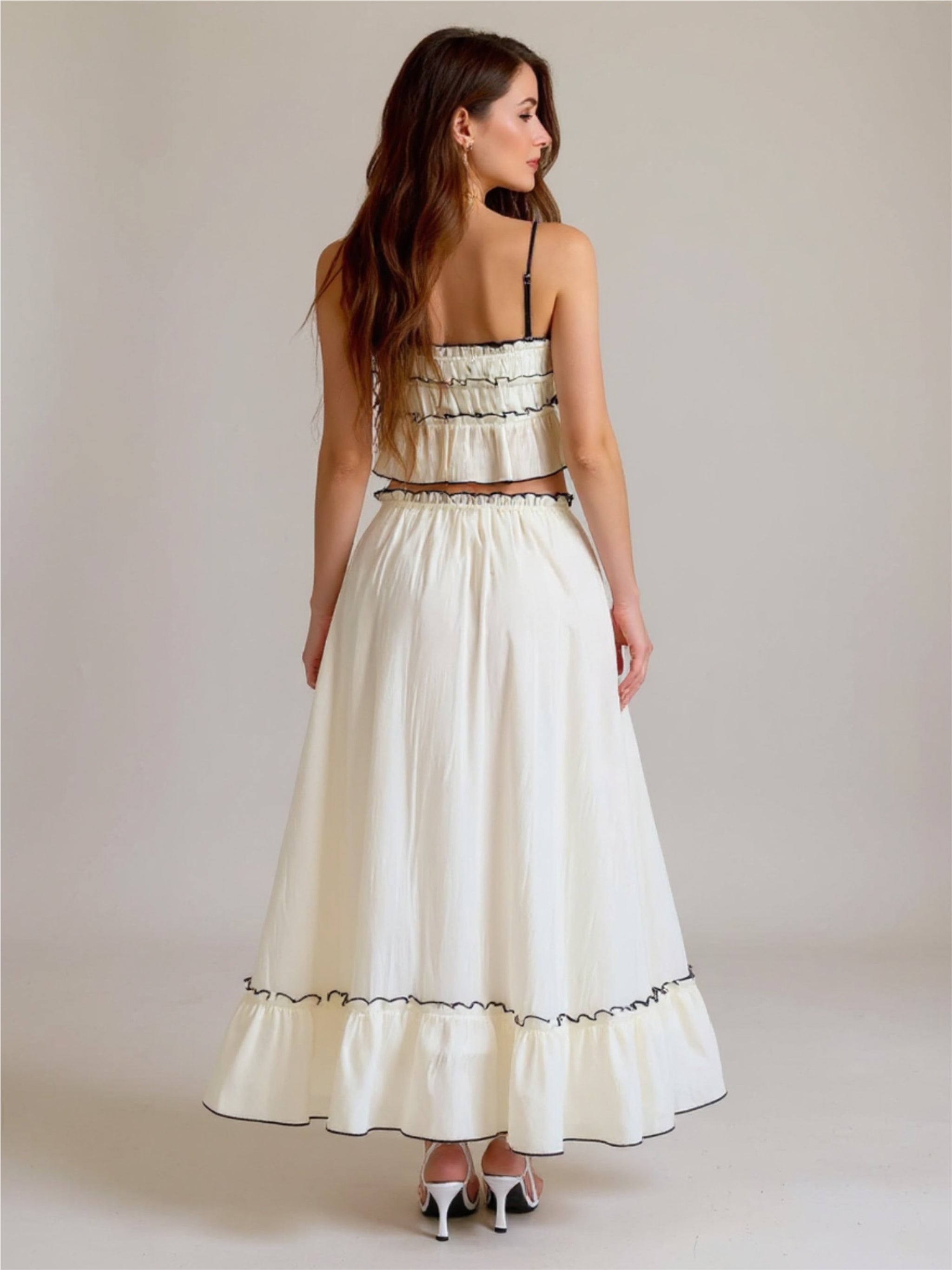 Frill Square Neck Cami & Skirt Set