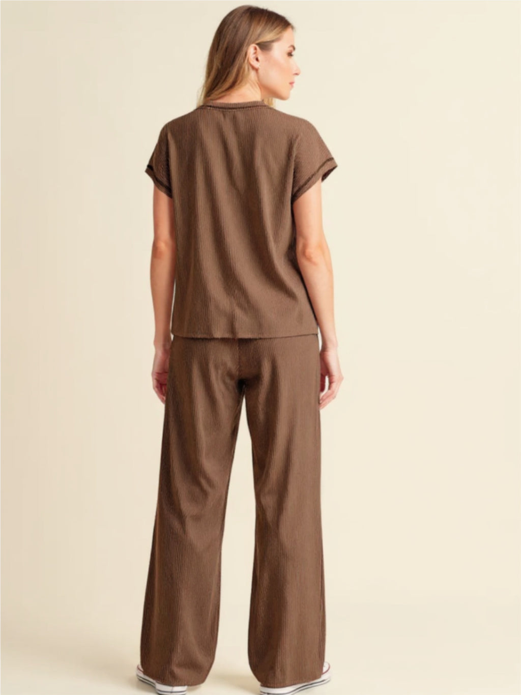 Ribbed Exposed Seam Top & Pants Set