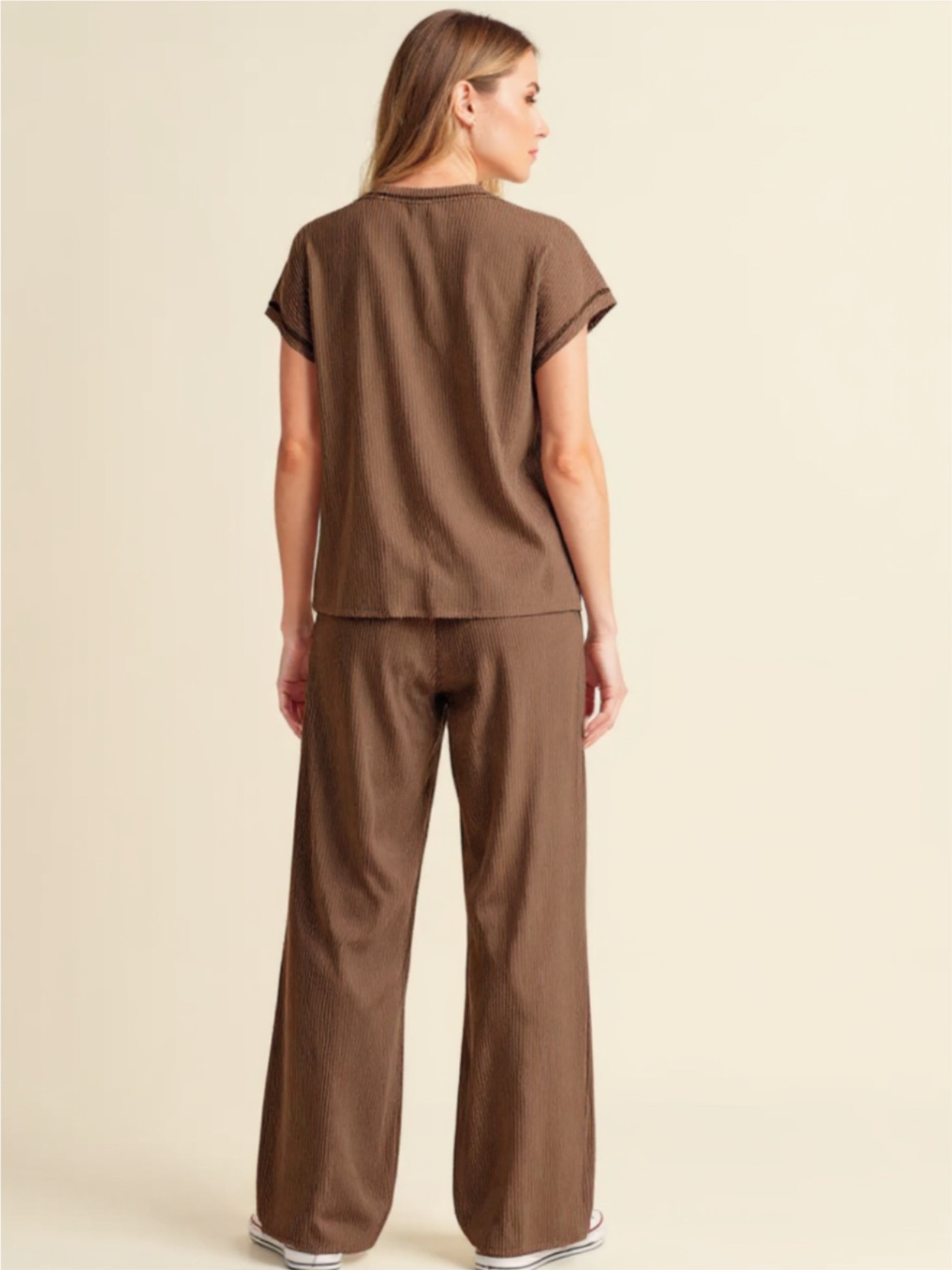 Ribbed Exposed Seam Top & Pants Set