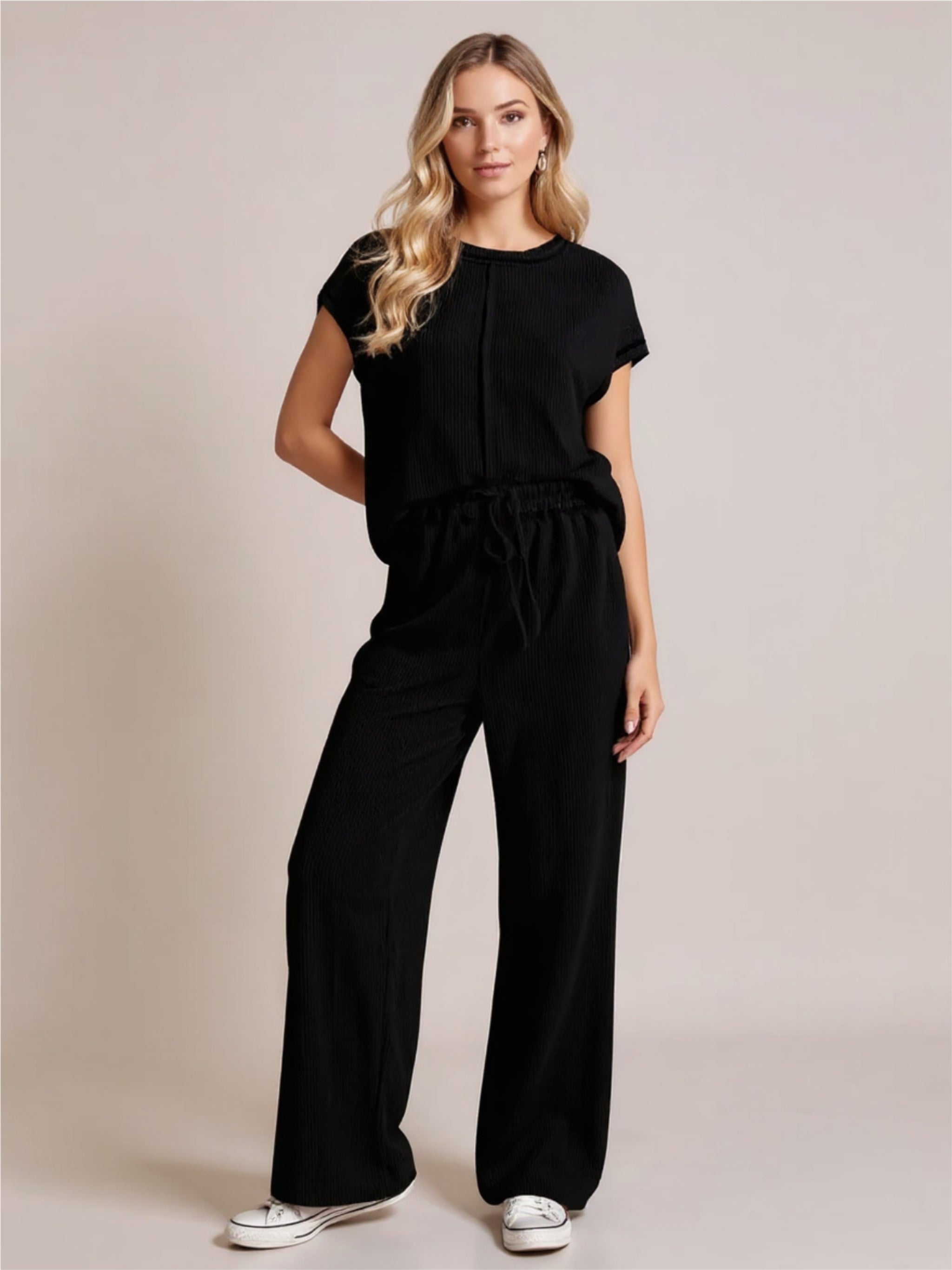 Ribbed Exposed Seam Top & Pants Set