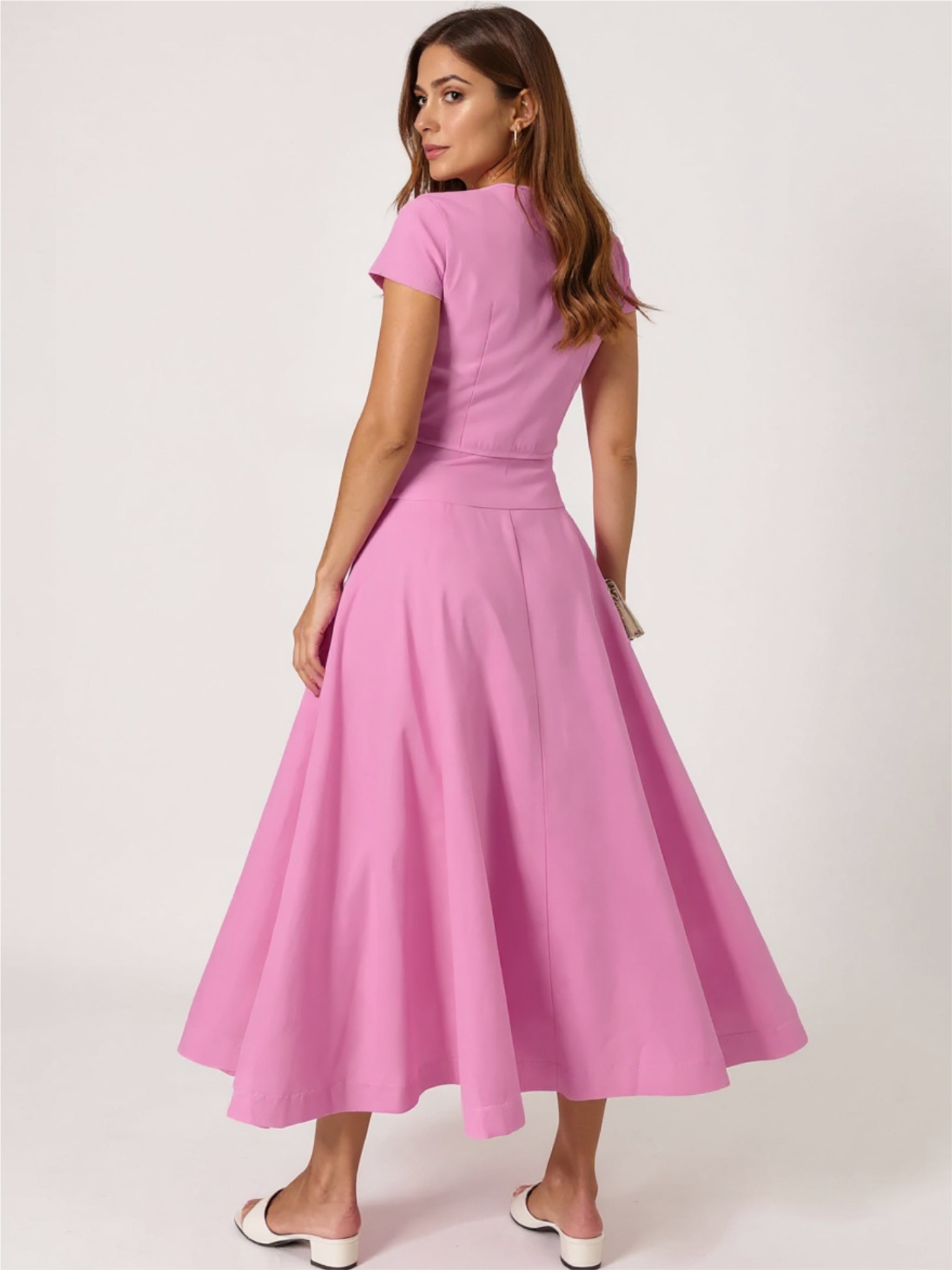 Pink Short Sleeve Top & Skirt set
