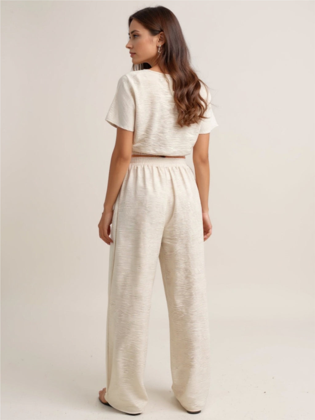 Round Neck Short Sleeve Top & Pants Set