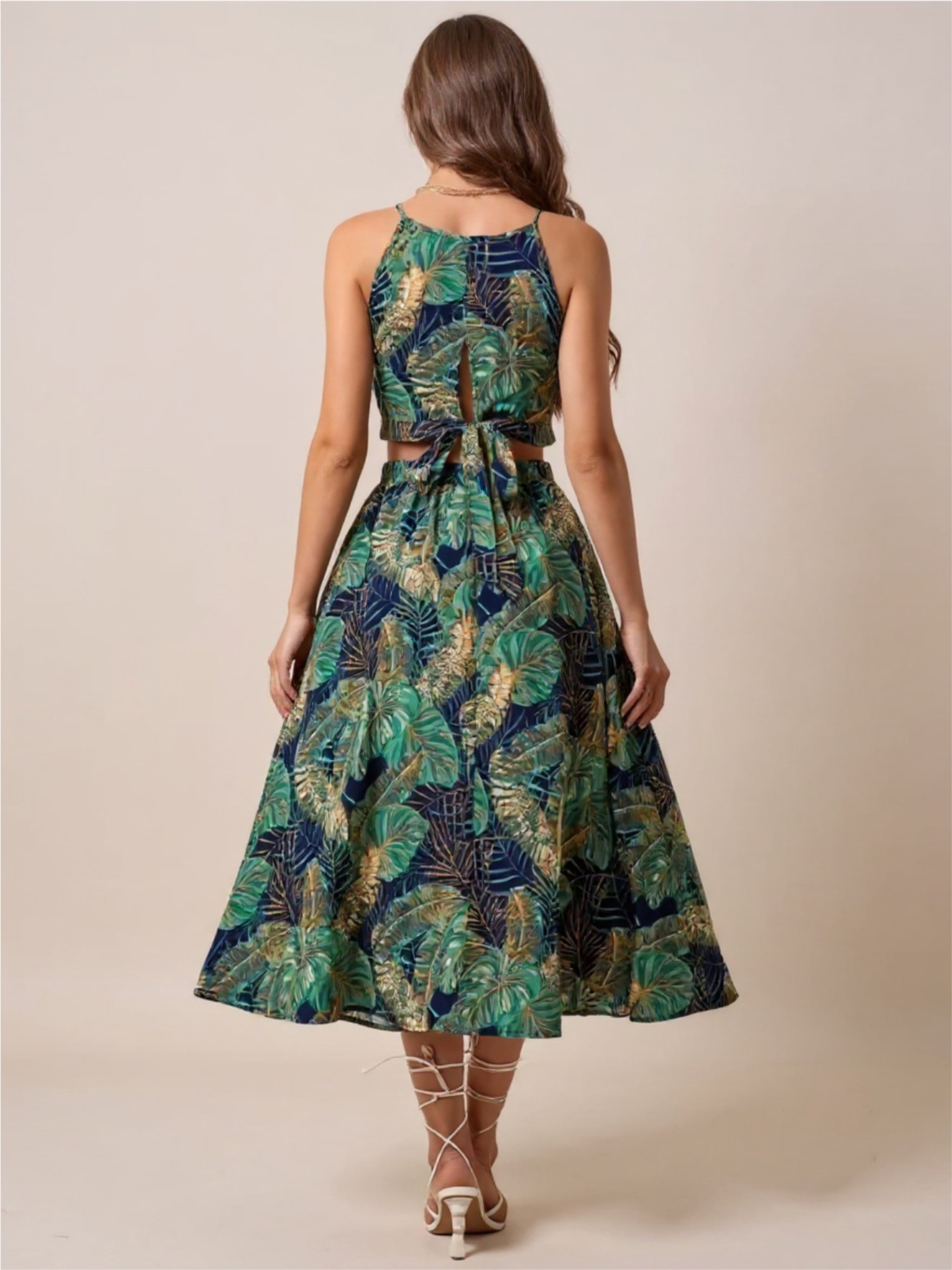 Printed Cami & Slit Skirt Set