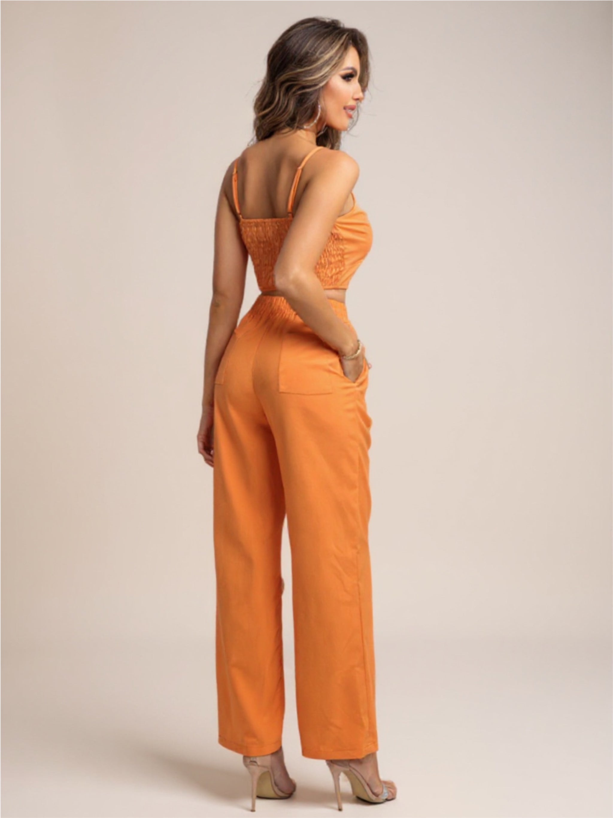 Cami & Tied Straight Leg Pants Set