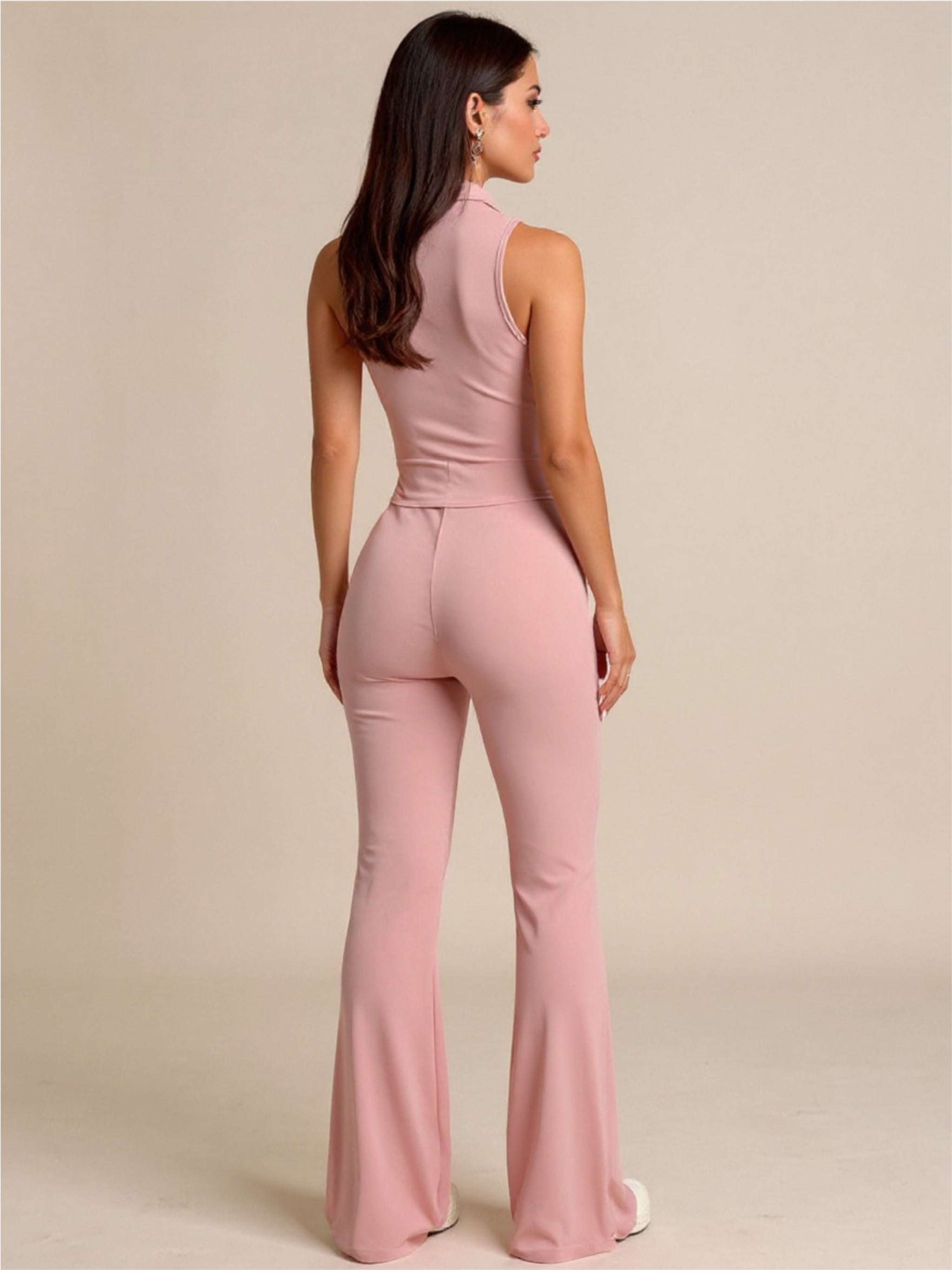 Sleeveless Zip Front Top & Pants Set