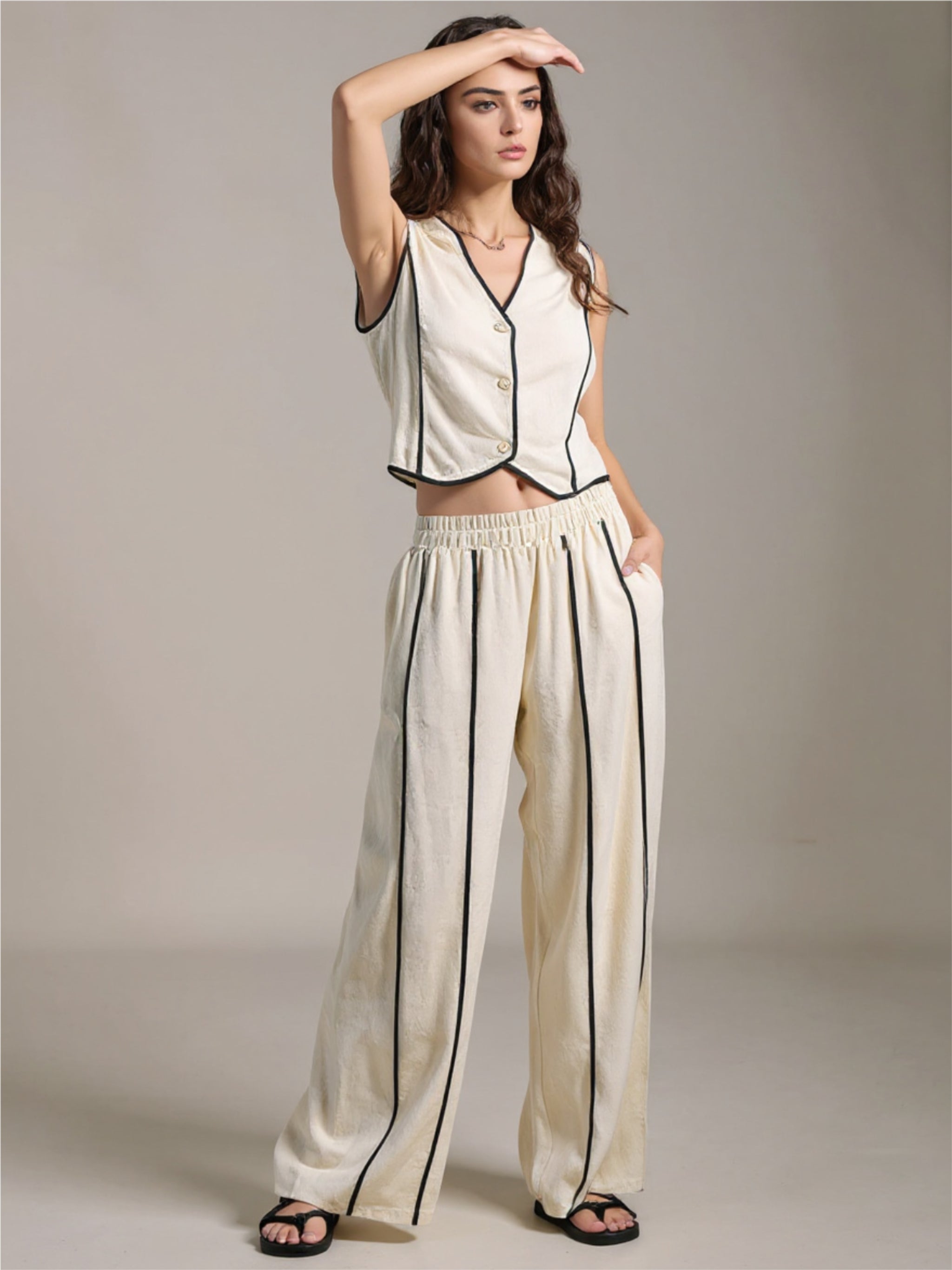 Stripe Vest & Pants Two-Piece Set