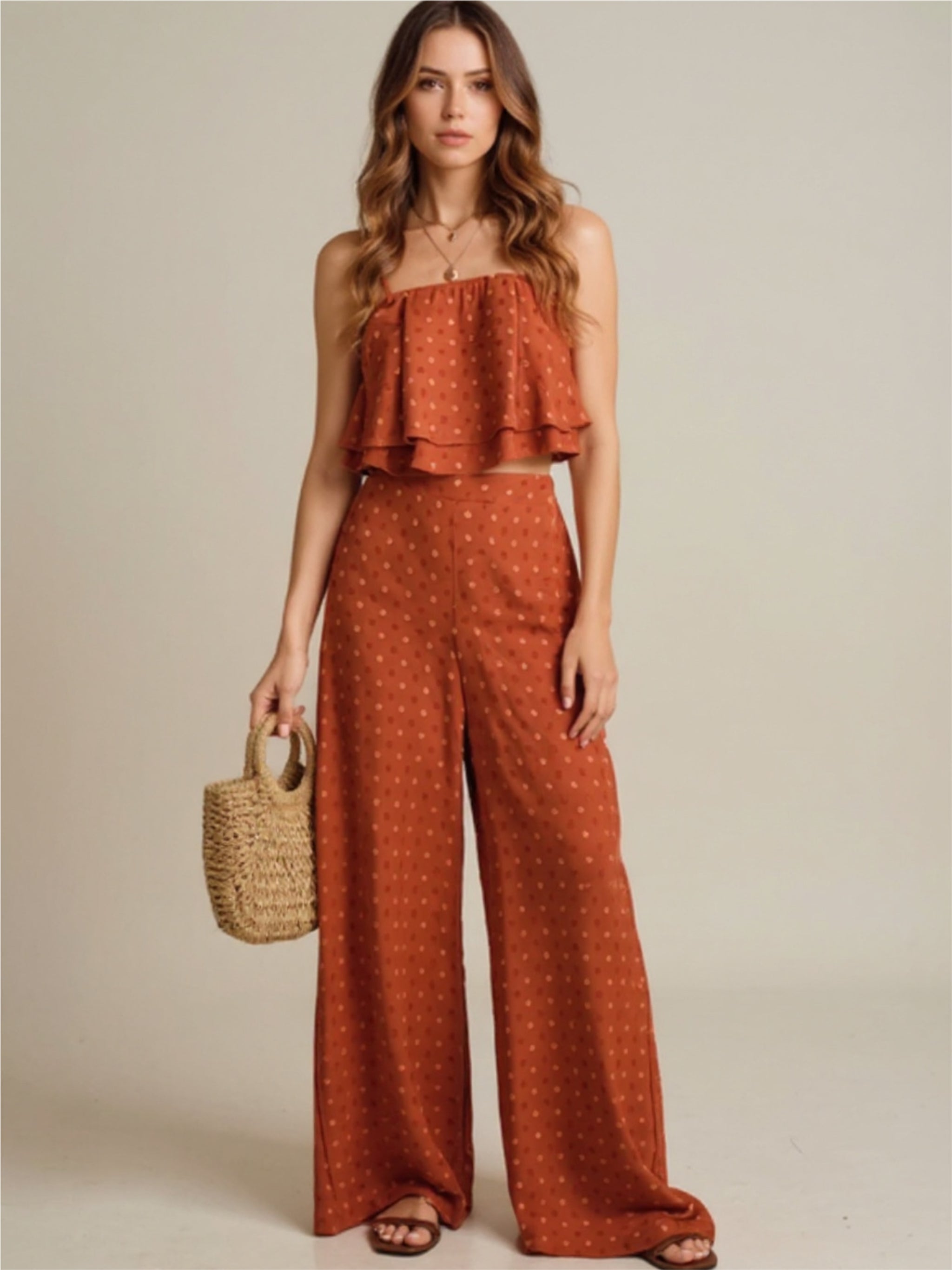 Swiss Dot Layered Cami & Pants Set