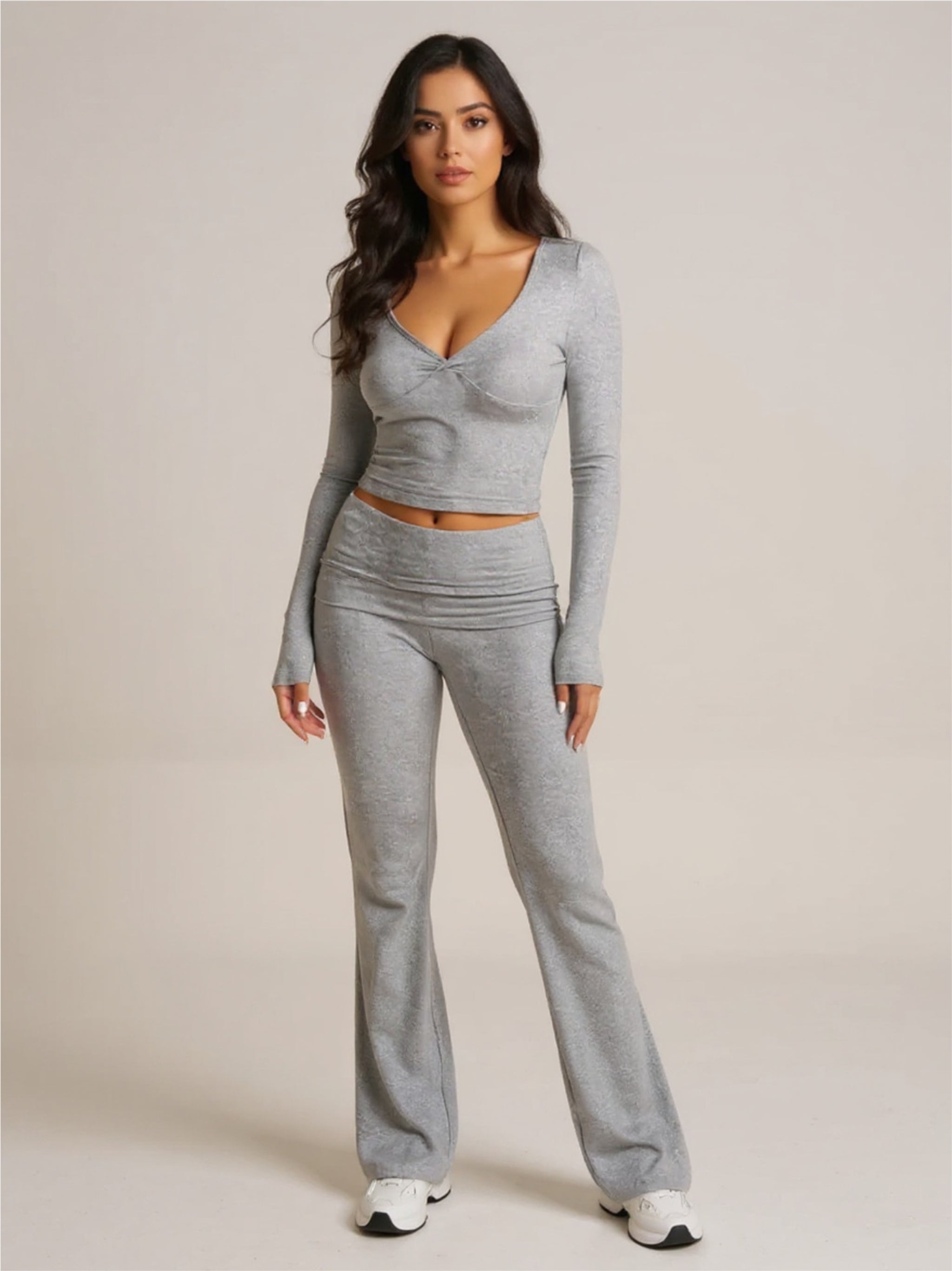 Ruched Long Sleeve Top & Pants Set
