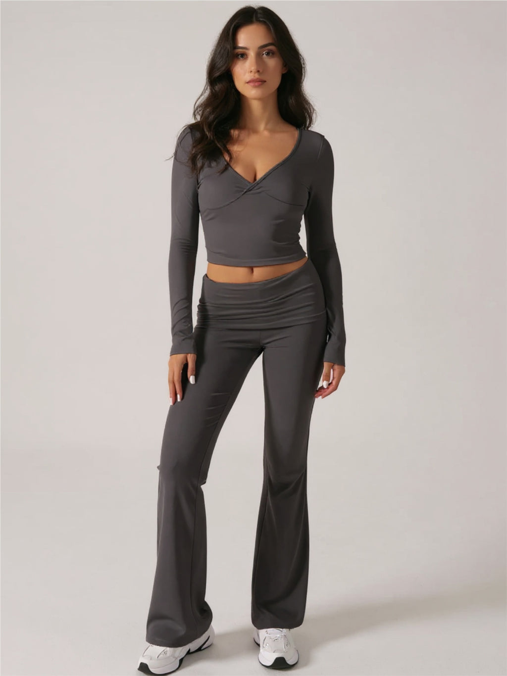 Ruched Long Sleeve Top & Pants Set