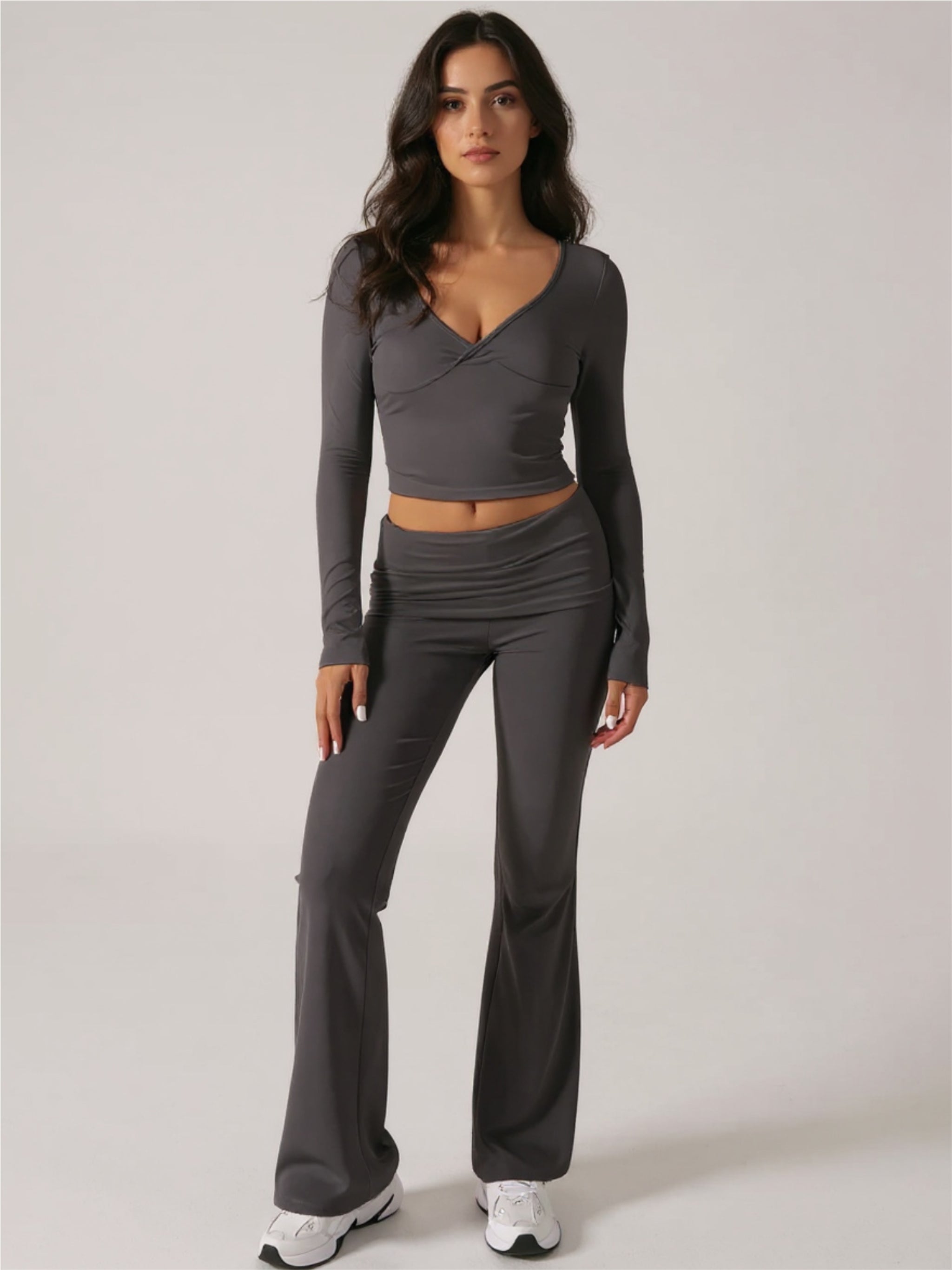 Ruched Long Sleeve Top & Pants Set