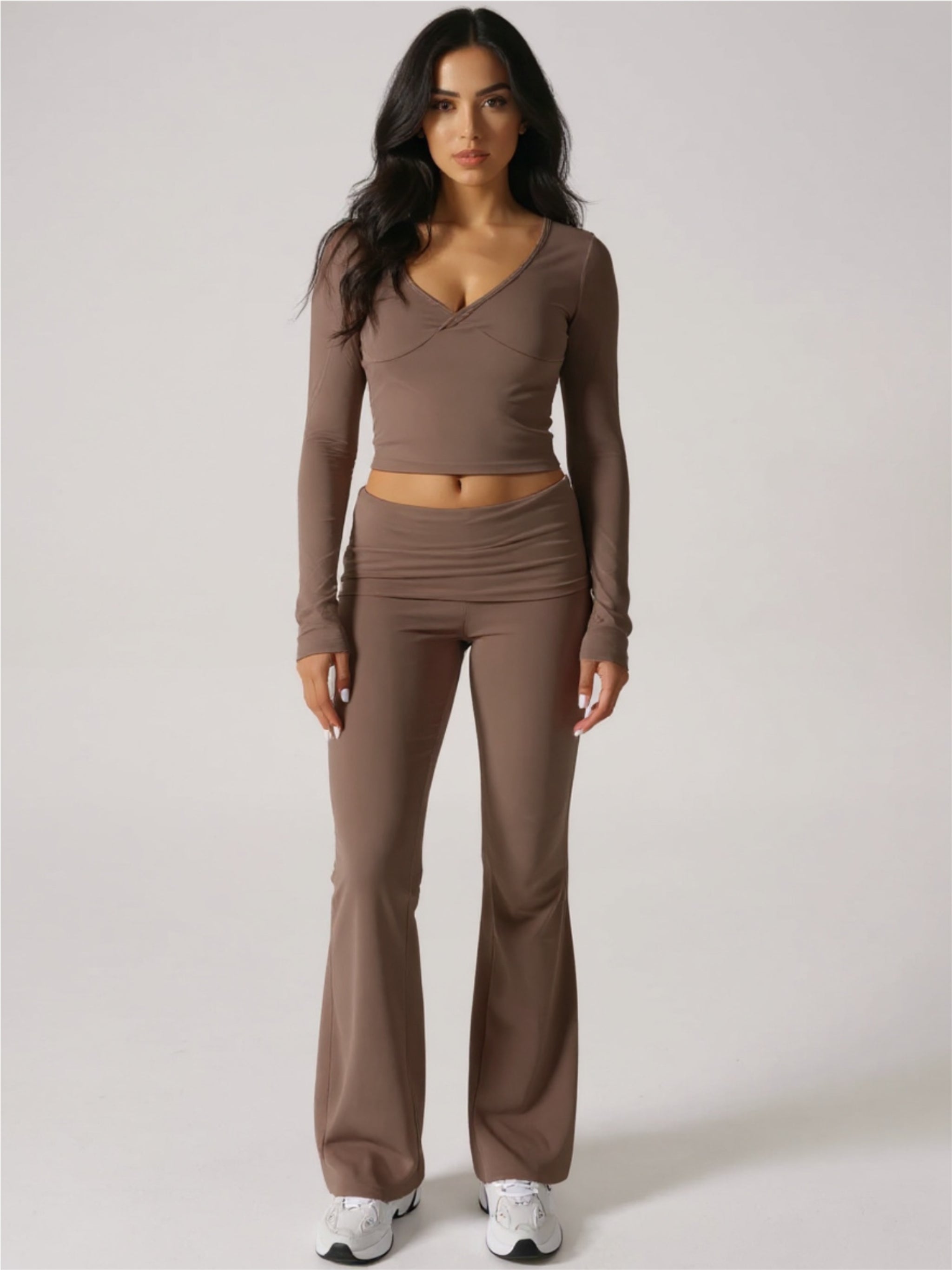 Ruched Long Sleeve Top & Pants Set