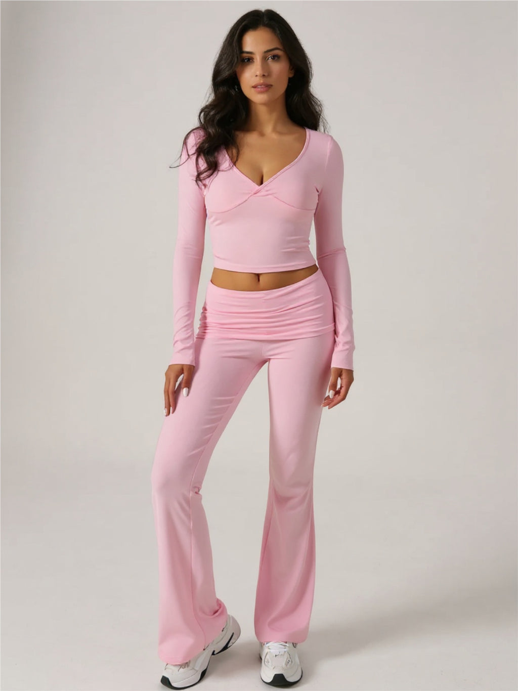 Ruched Long Sleeve Top & Pants Set