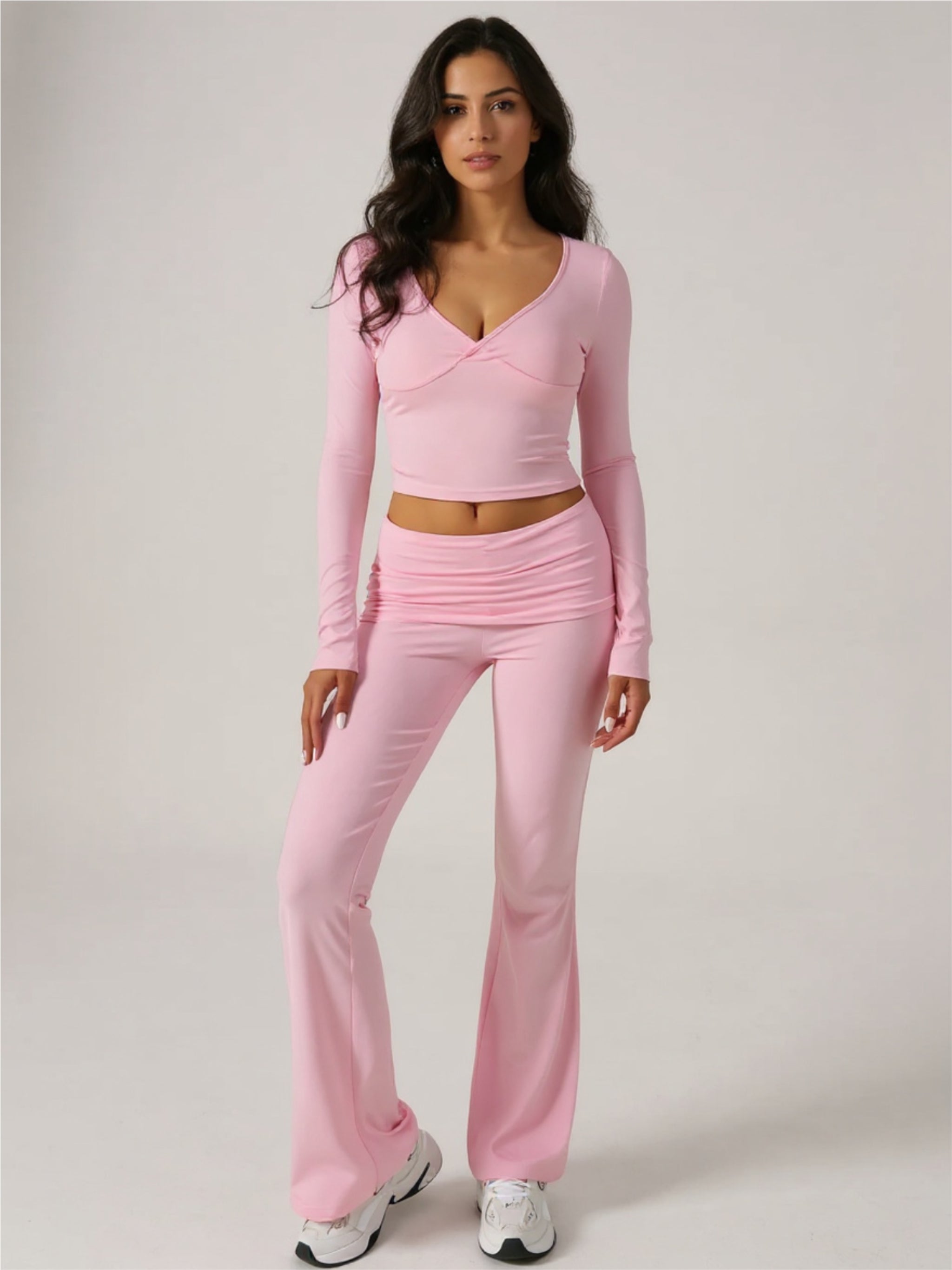 Ruched Long Sleeve Top & Pants Set