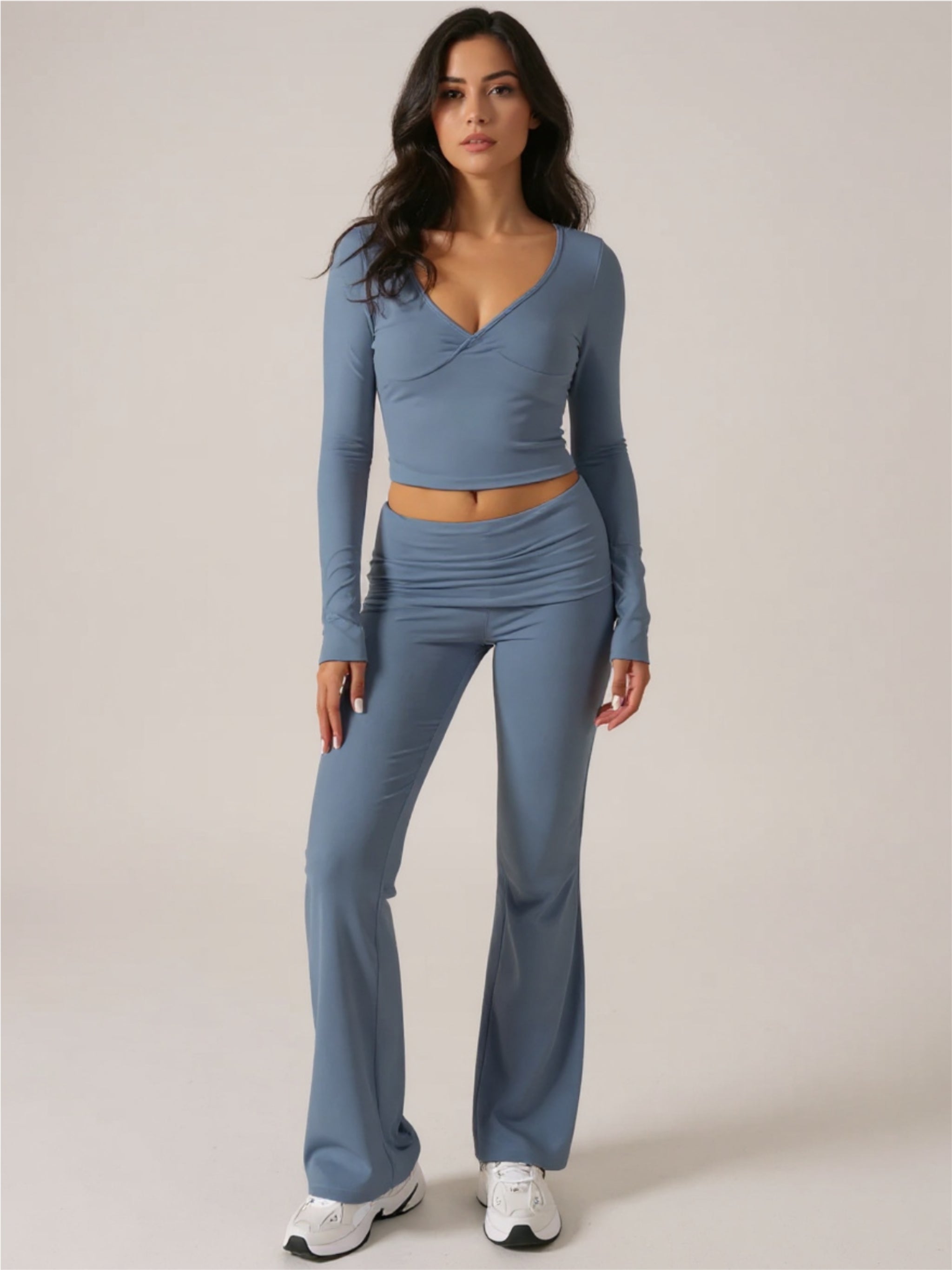 Ruched Long Sleeve Top & Pants Set