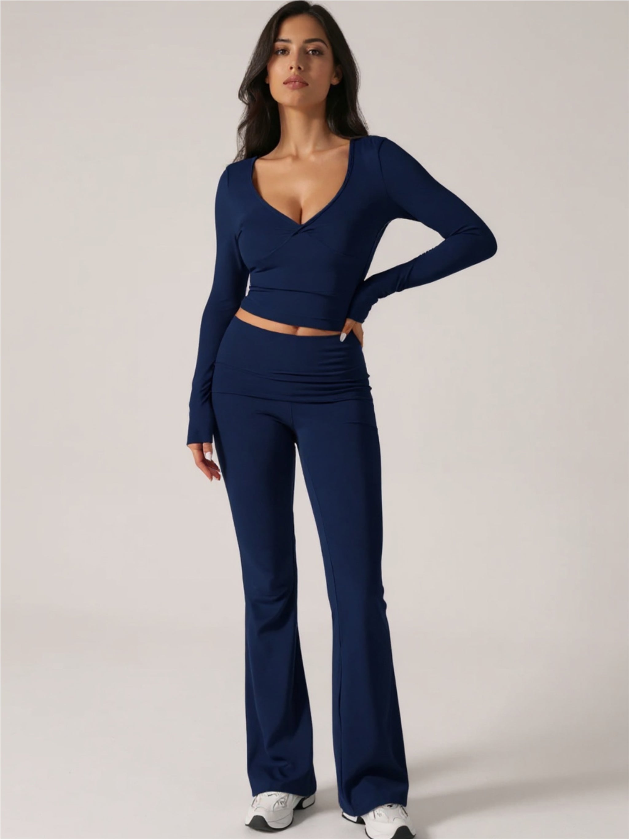 Ruched Long Sleeve Top & Pants Set