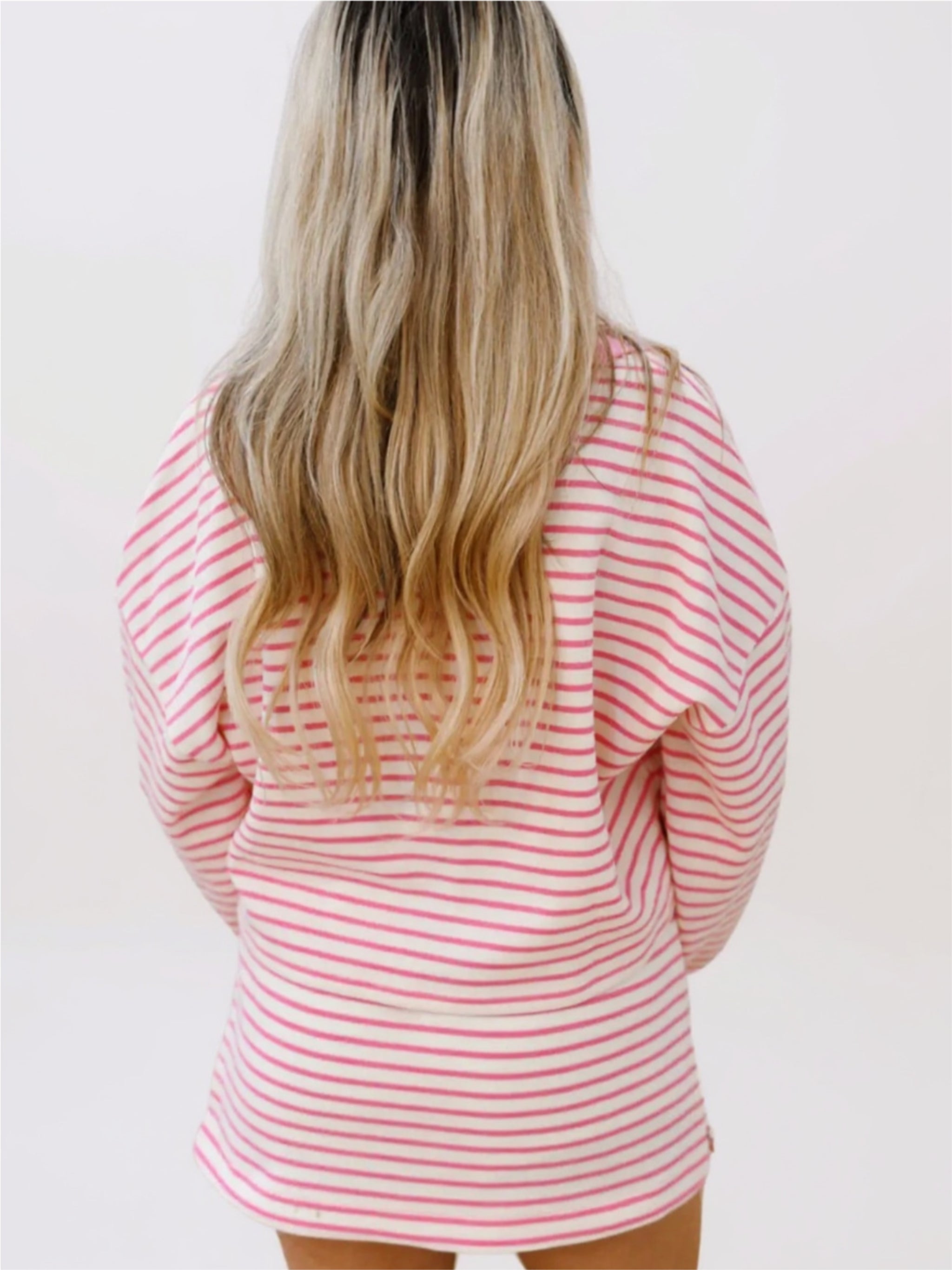 Striped Top & Skirt Set with Drawstring