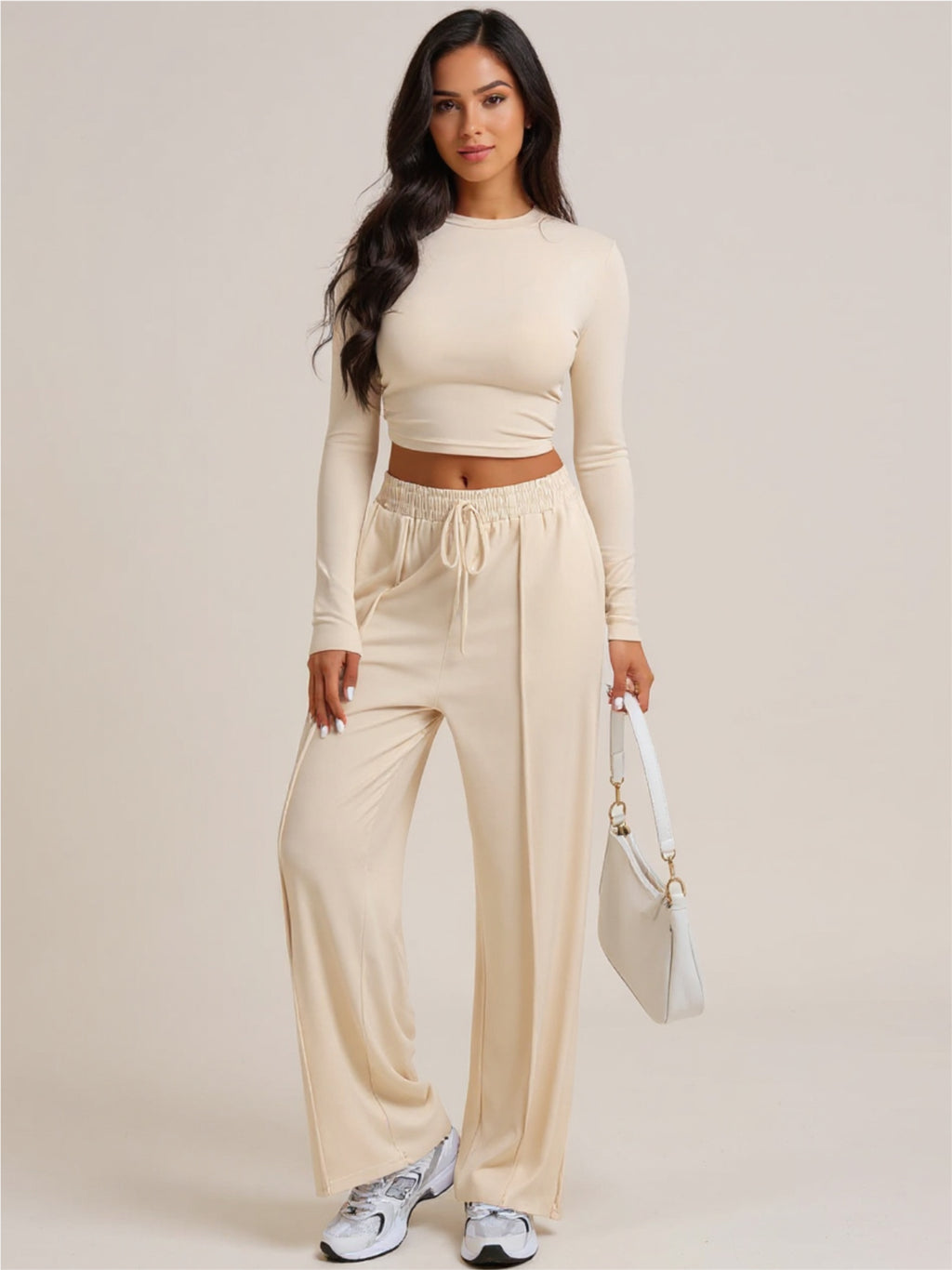 Round Neck Long Sleeve Top & Pants Set