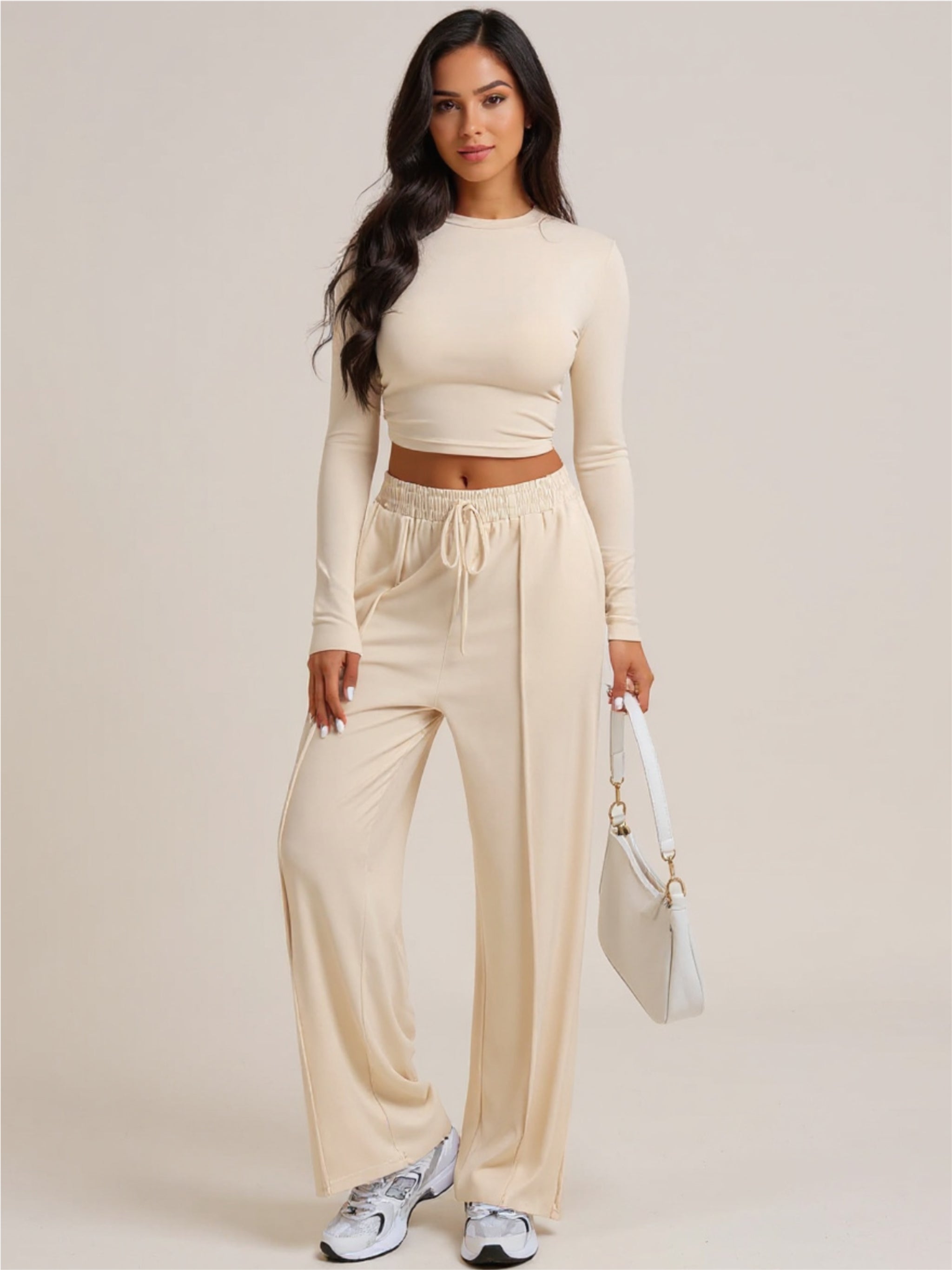 Round Neck Long Sleeve Top & Pants Set