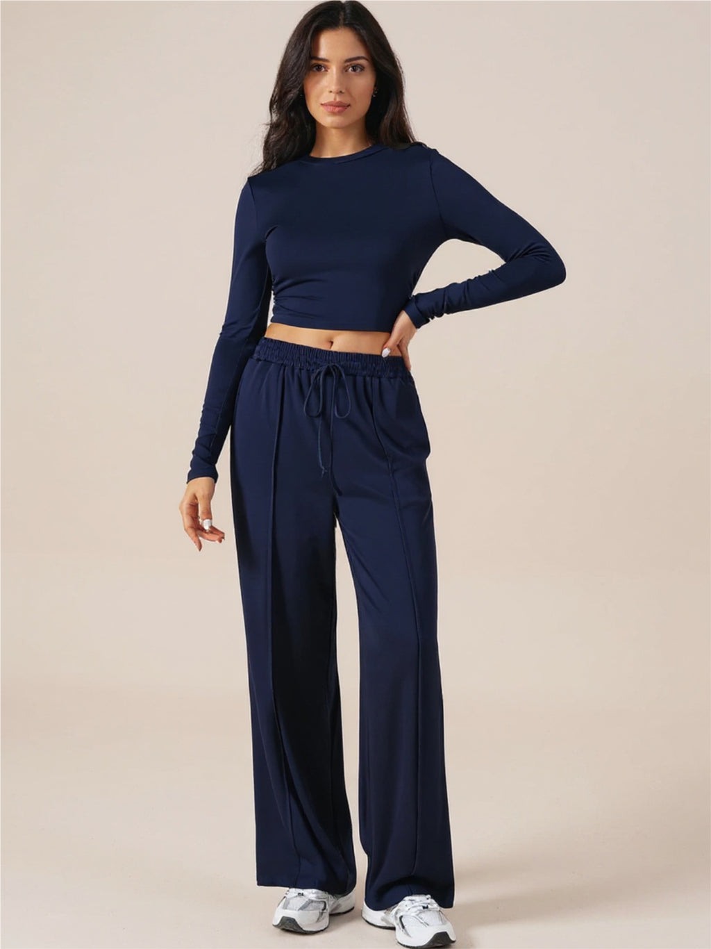 Round Neck Long Sleeve Top & Pants Set