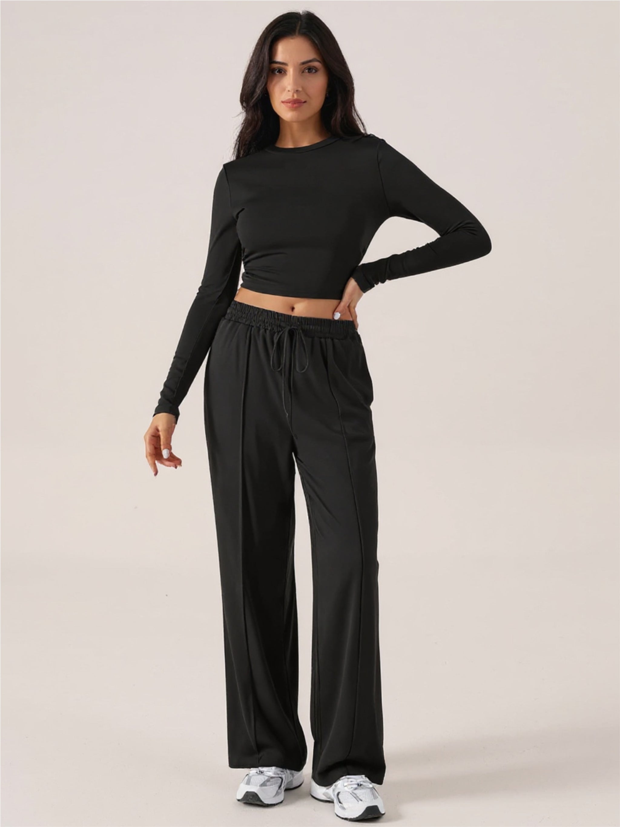 Round Neck Long Sleeve Top & Pants Set