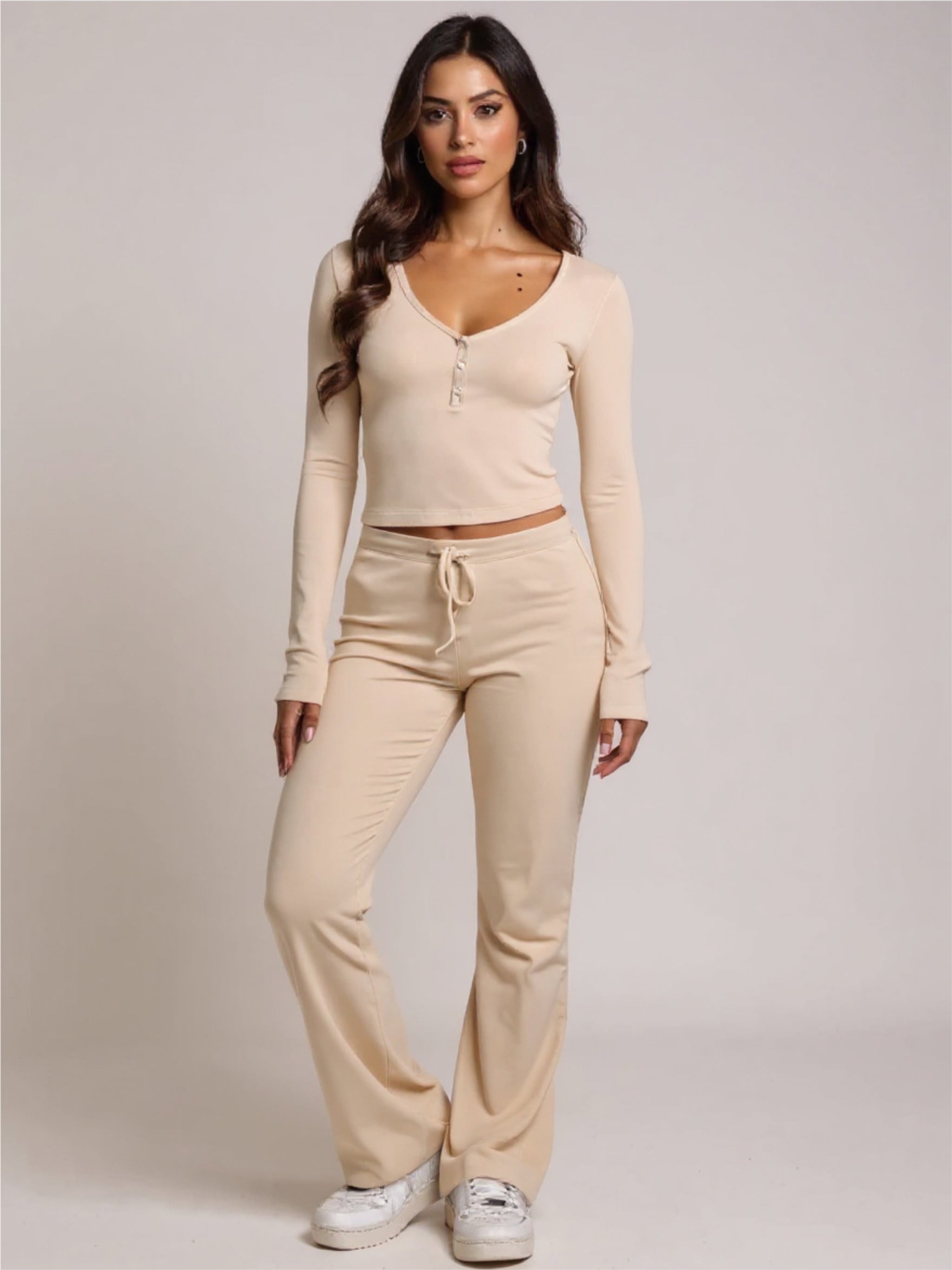 V-Neck Long Sleeve Top & Pants Set