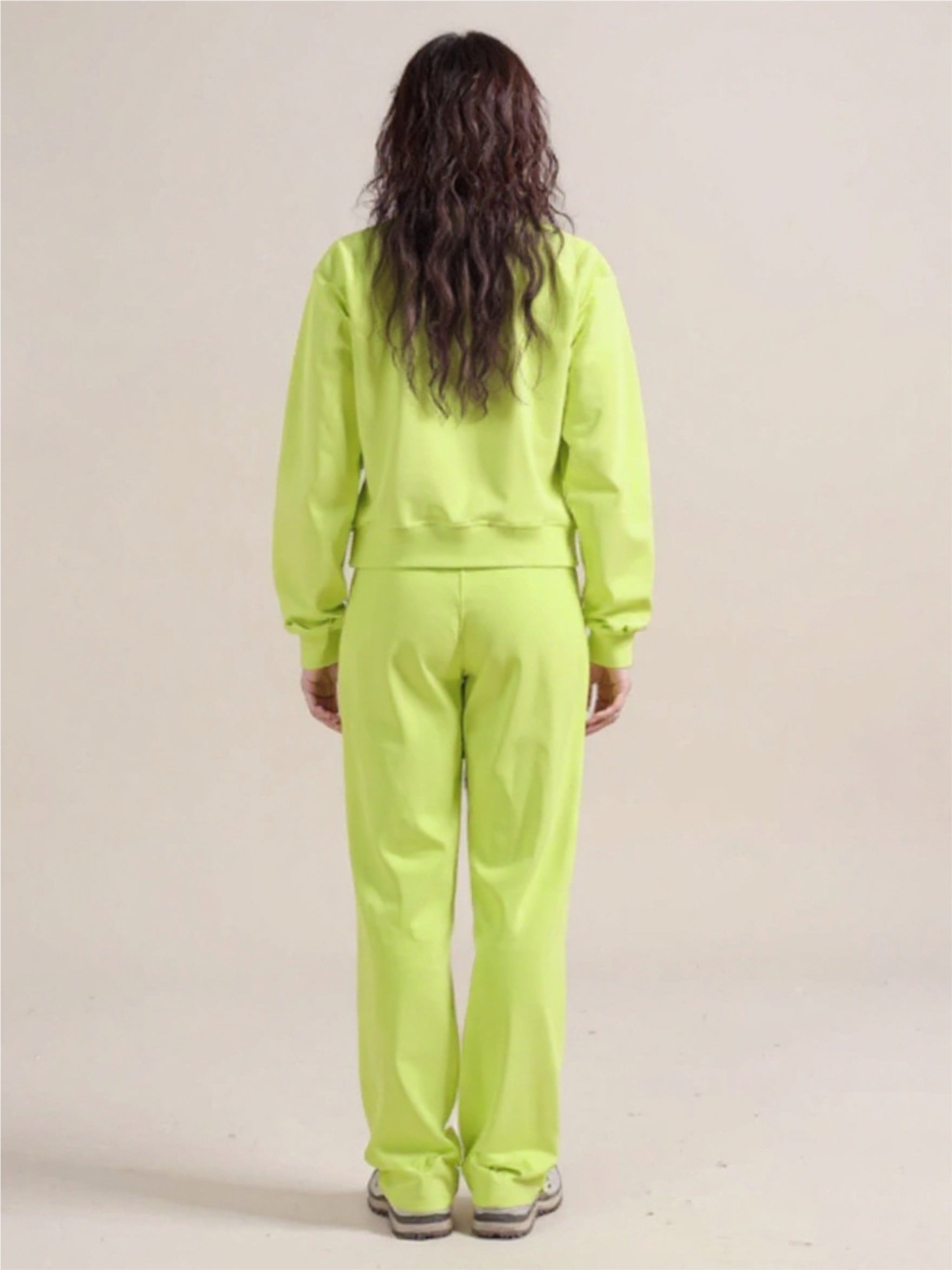 Round Neck Long Sleeve Top & Elastic Waist Pants Set