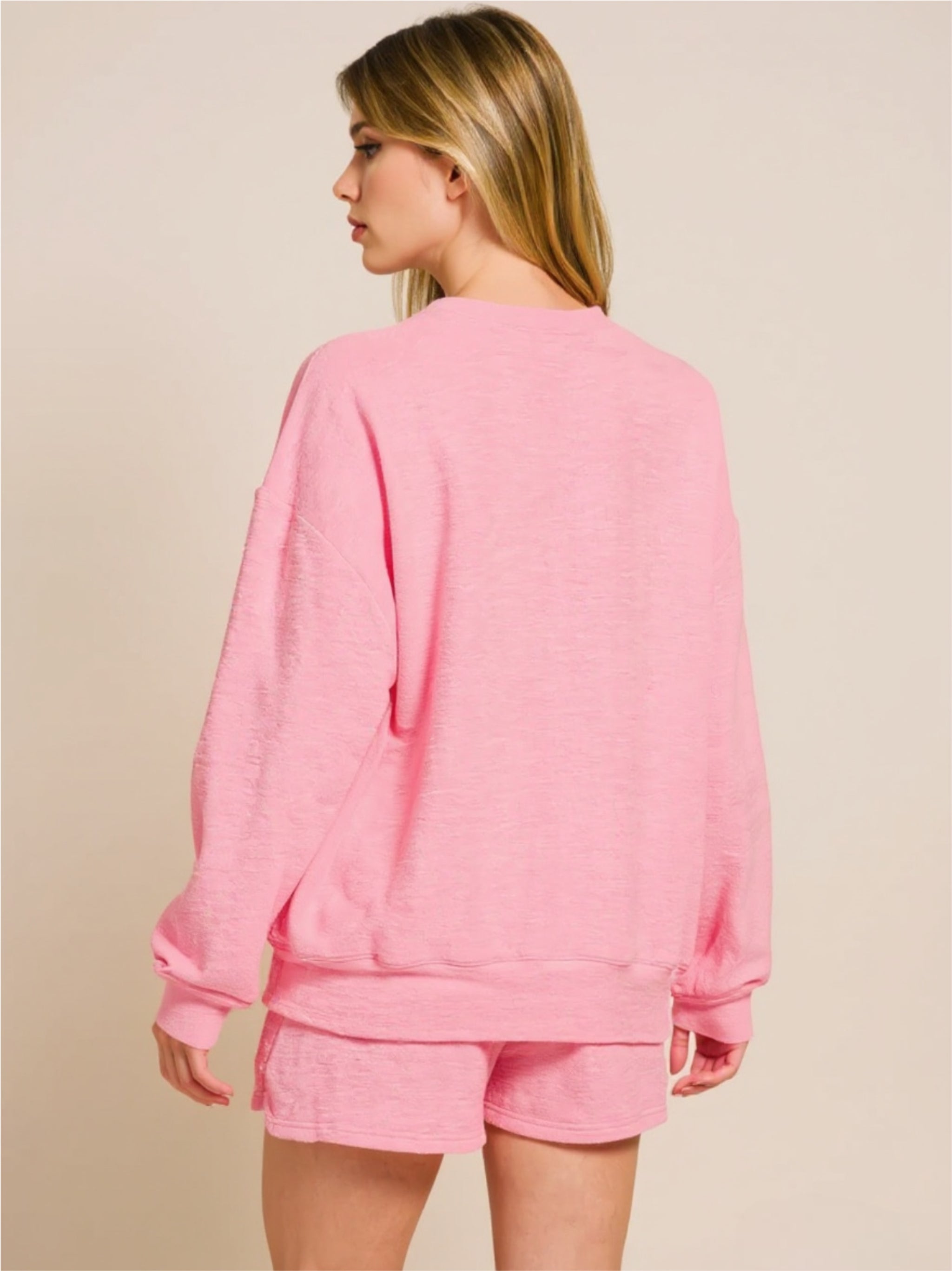Pink Long Sleeve Top & Shorts Set