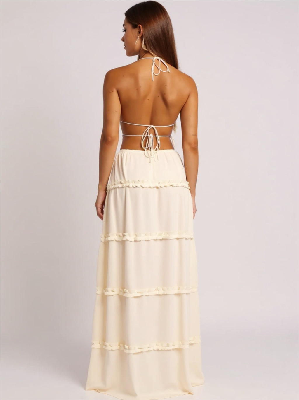 Halter Crop Backless Top & Maxi Skirt Set