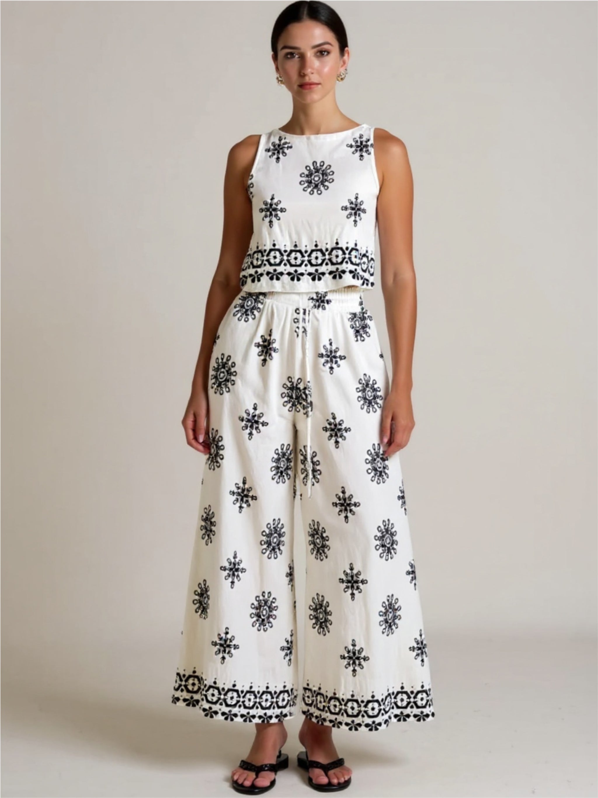 Printed Tank & Wide Leg Pants Set