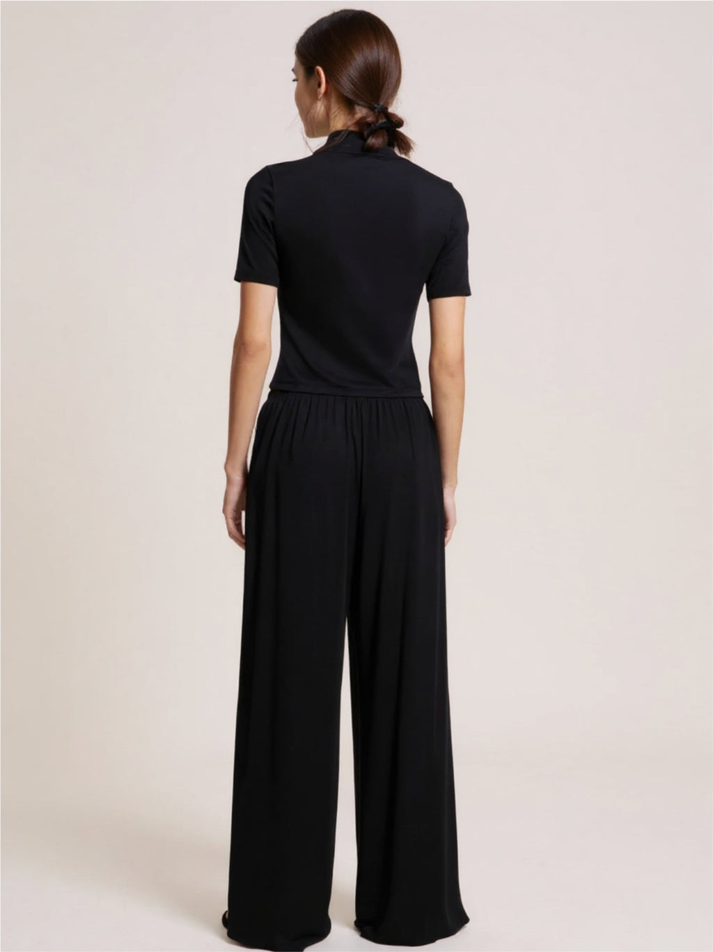 Mock Neck Short Sleeve Top & Pants Set