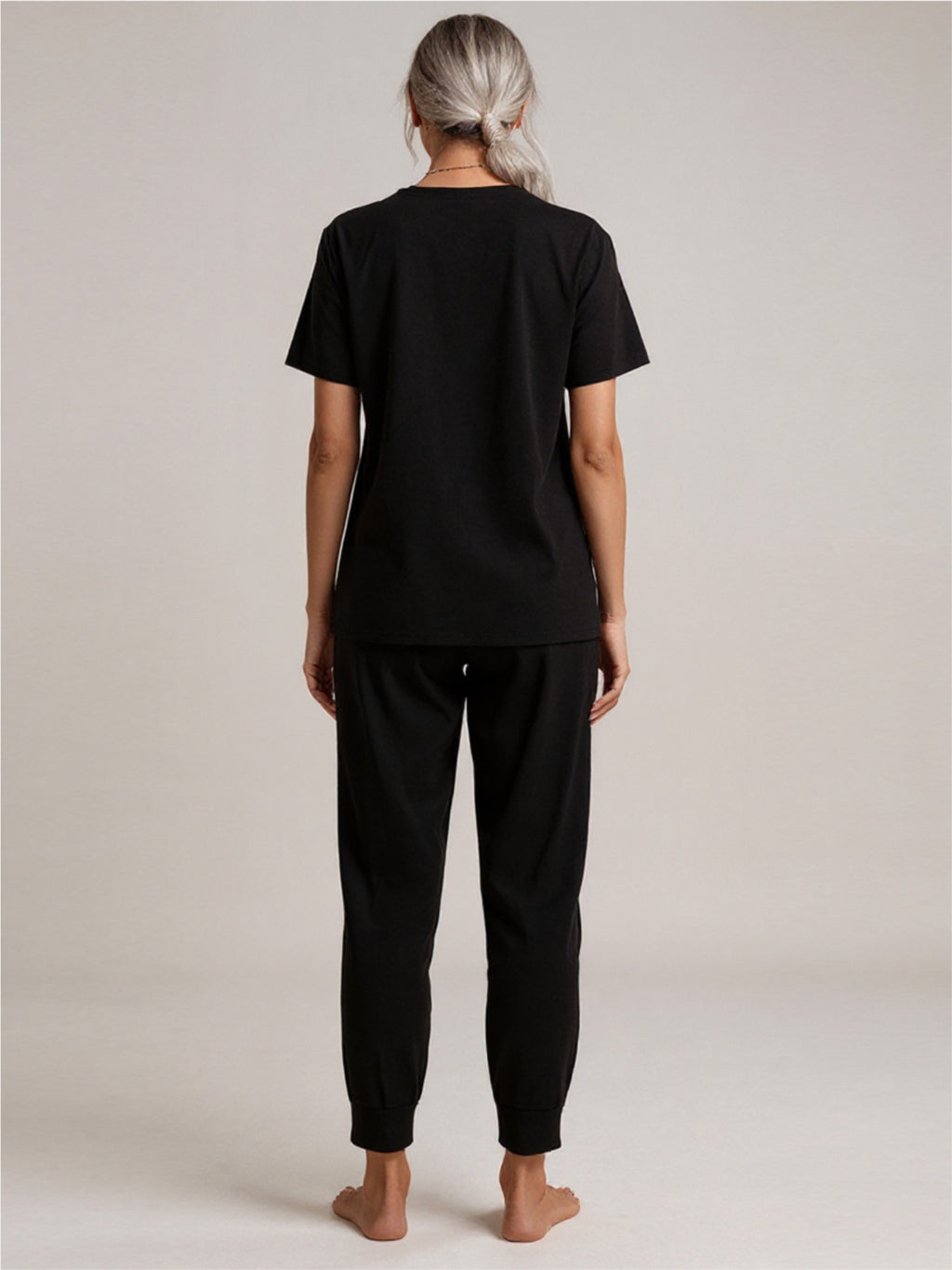 Round Neck Short Sleeve Top & Pants Set