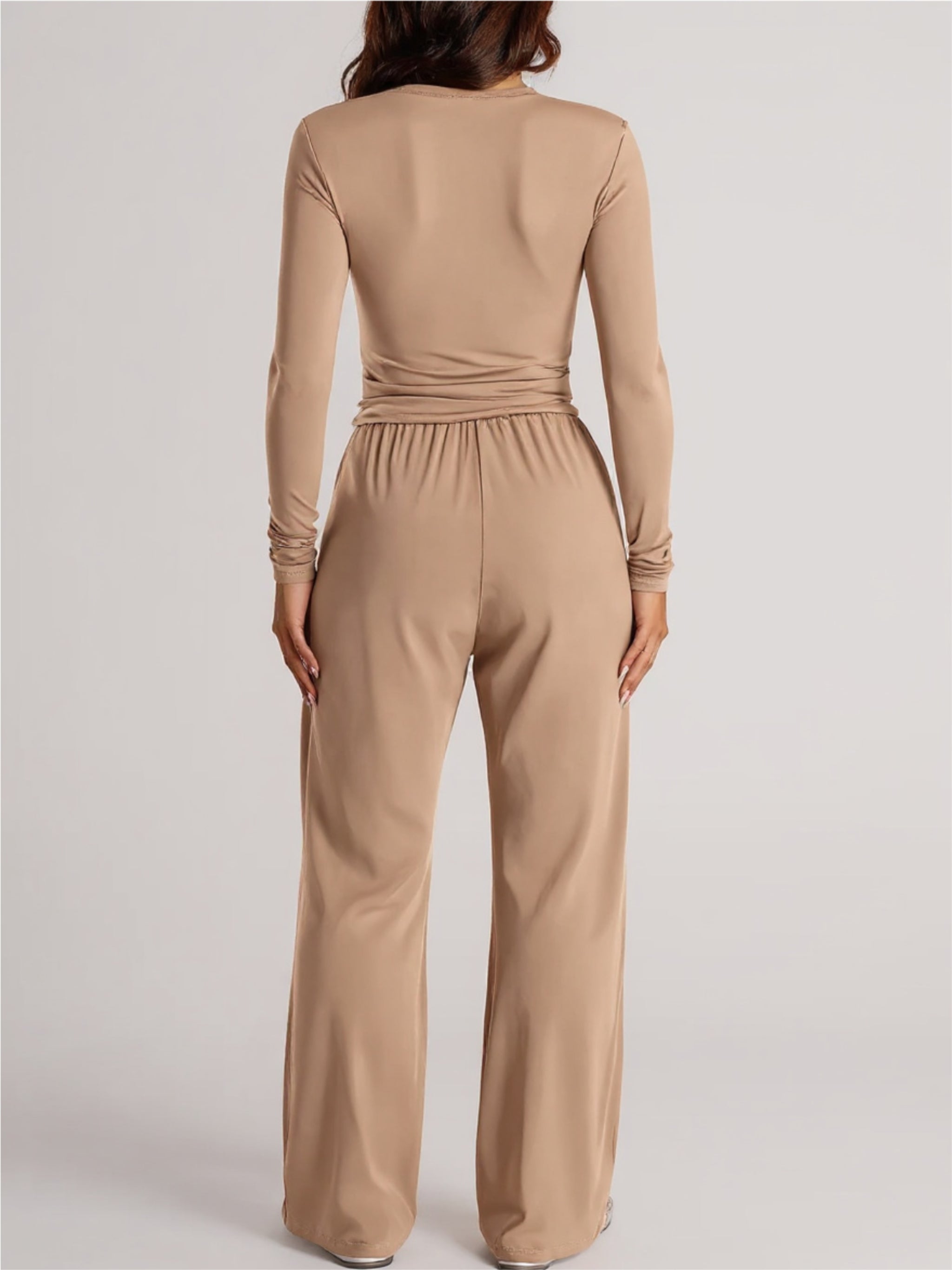 Round Neck Long Sleeve Top & Pants Set