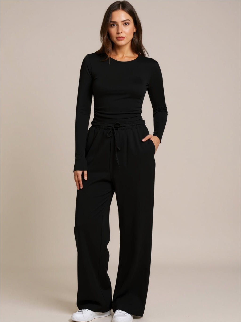Round Neck Long Sleeve Top & Pants Set