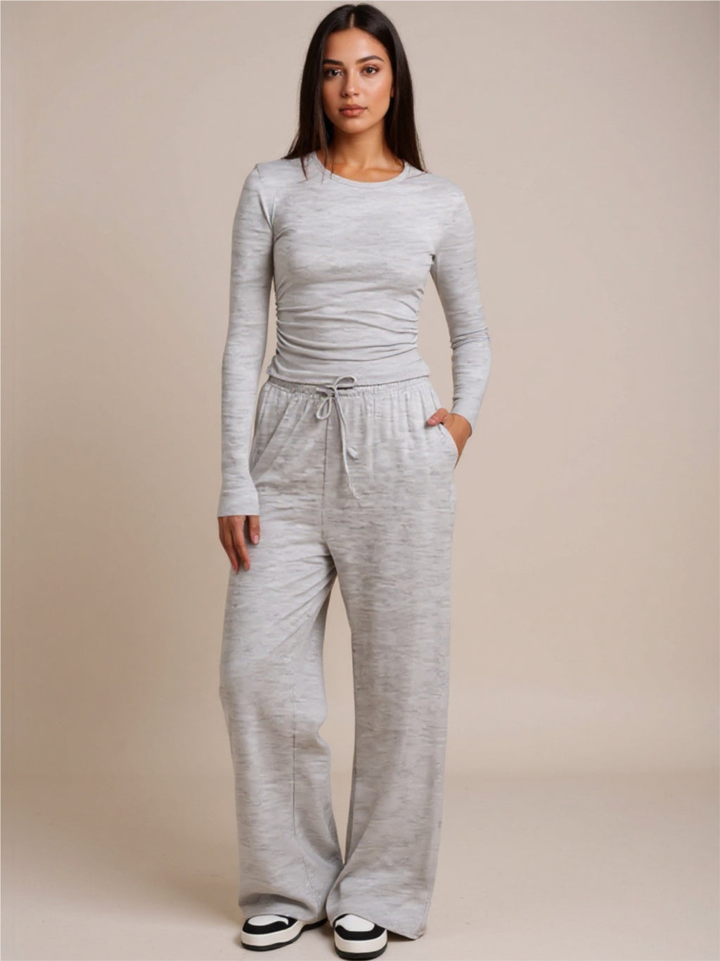 Round Neck Long Sleeve Top & Pants Set