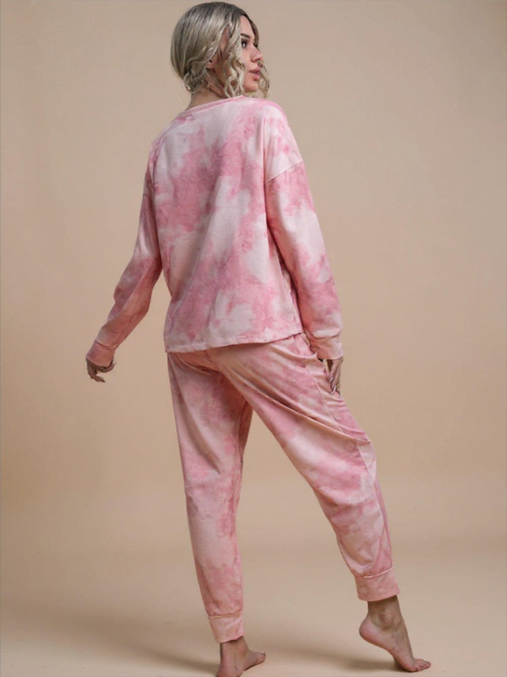 Tie-Dye Round Neck Top & Pants Lounge Set