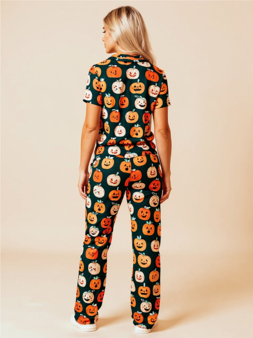 Pumpkin Short Sleeve Top & Pants Pajama Set