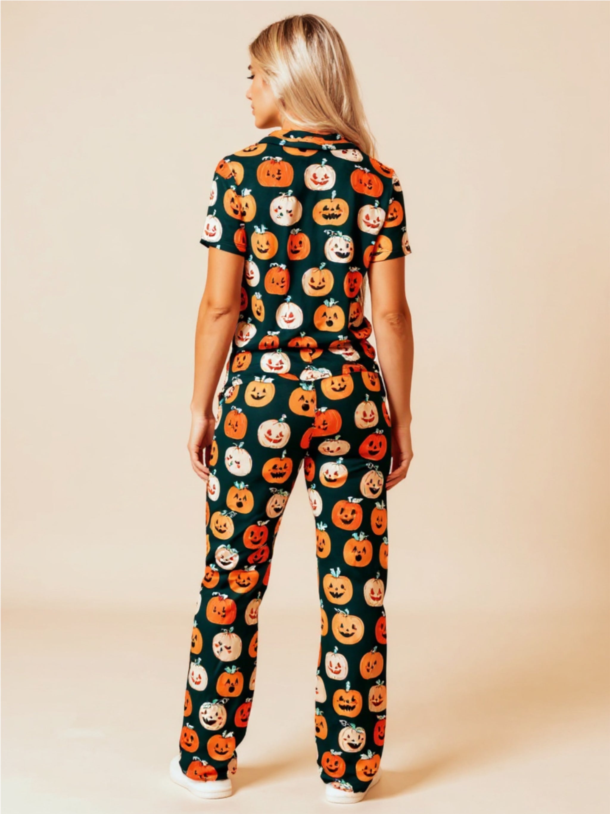Pumpkin Short Sleeve Top & Pants Pajama Set