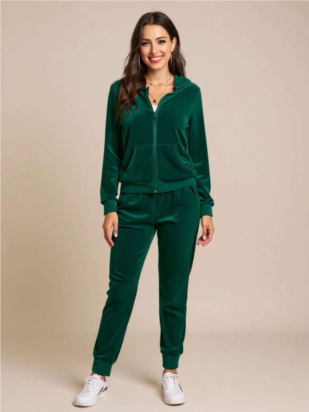 Zip-Up Hooded Jacket & Pants Set