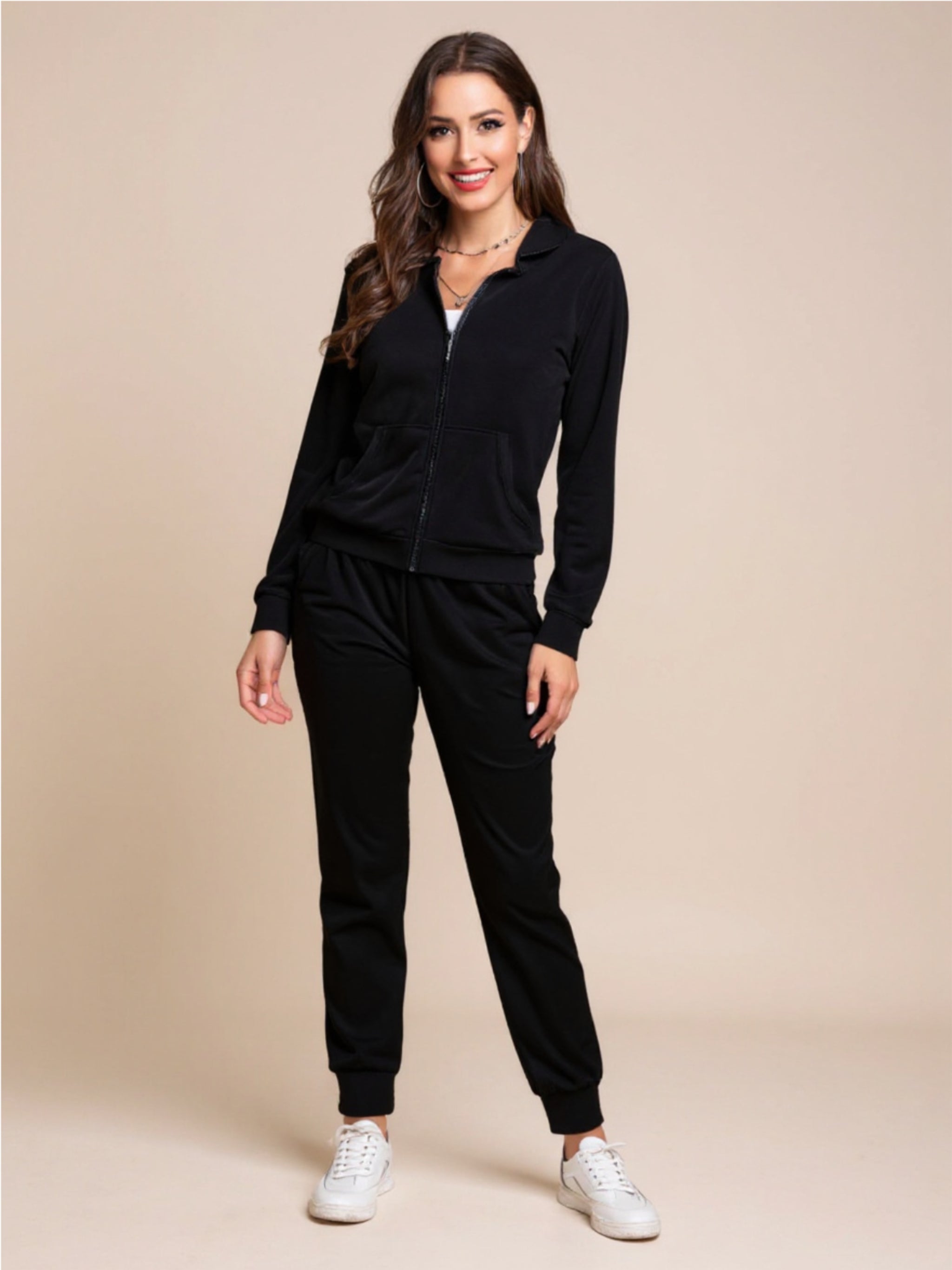 Zip-Up Hooded Jacket & Pants Set