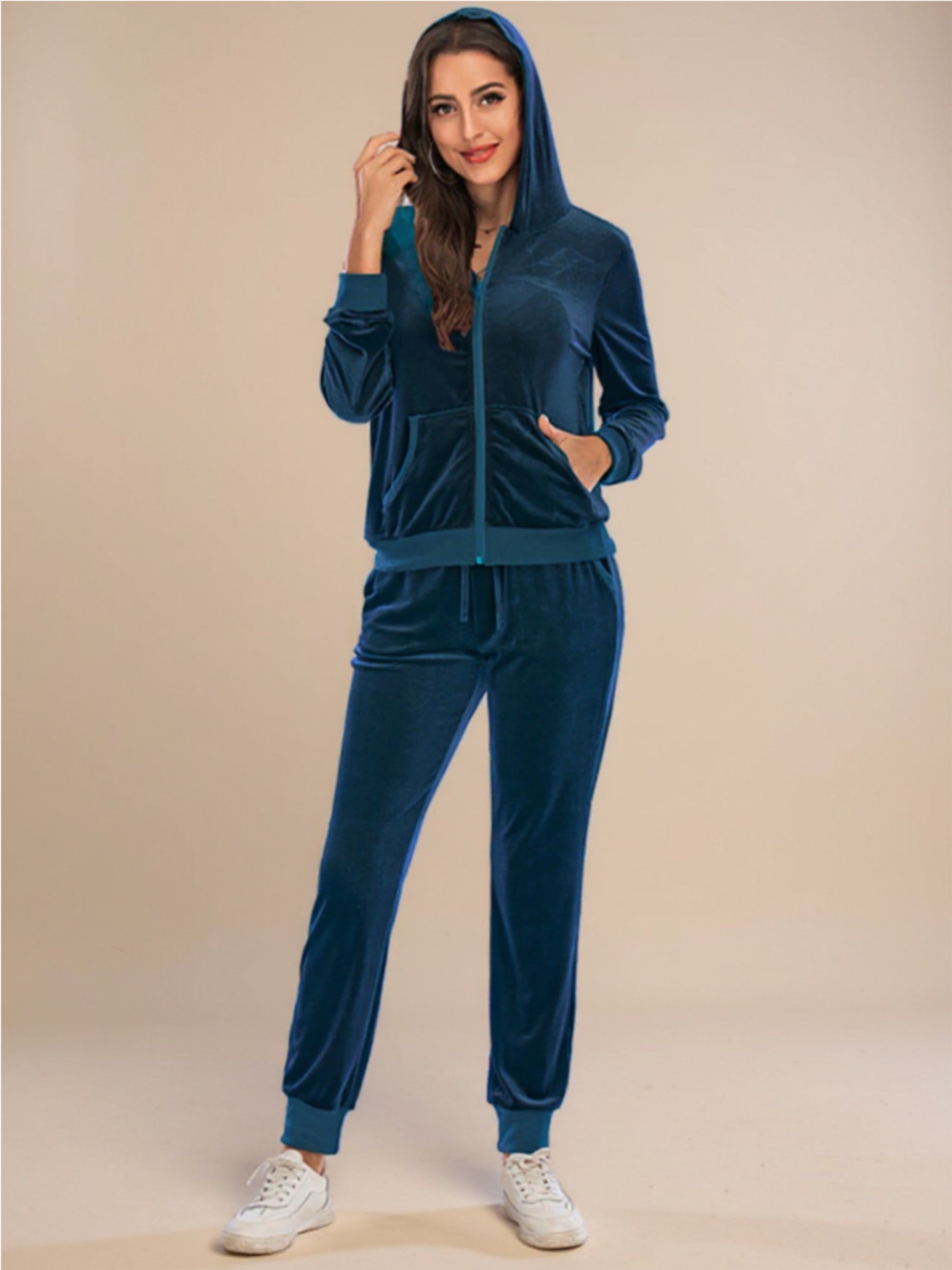 Zip-Up Hooded Jacket & Pants Set