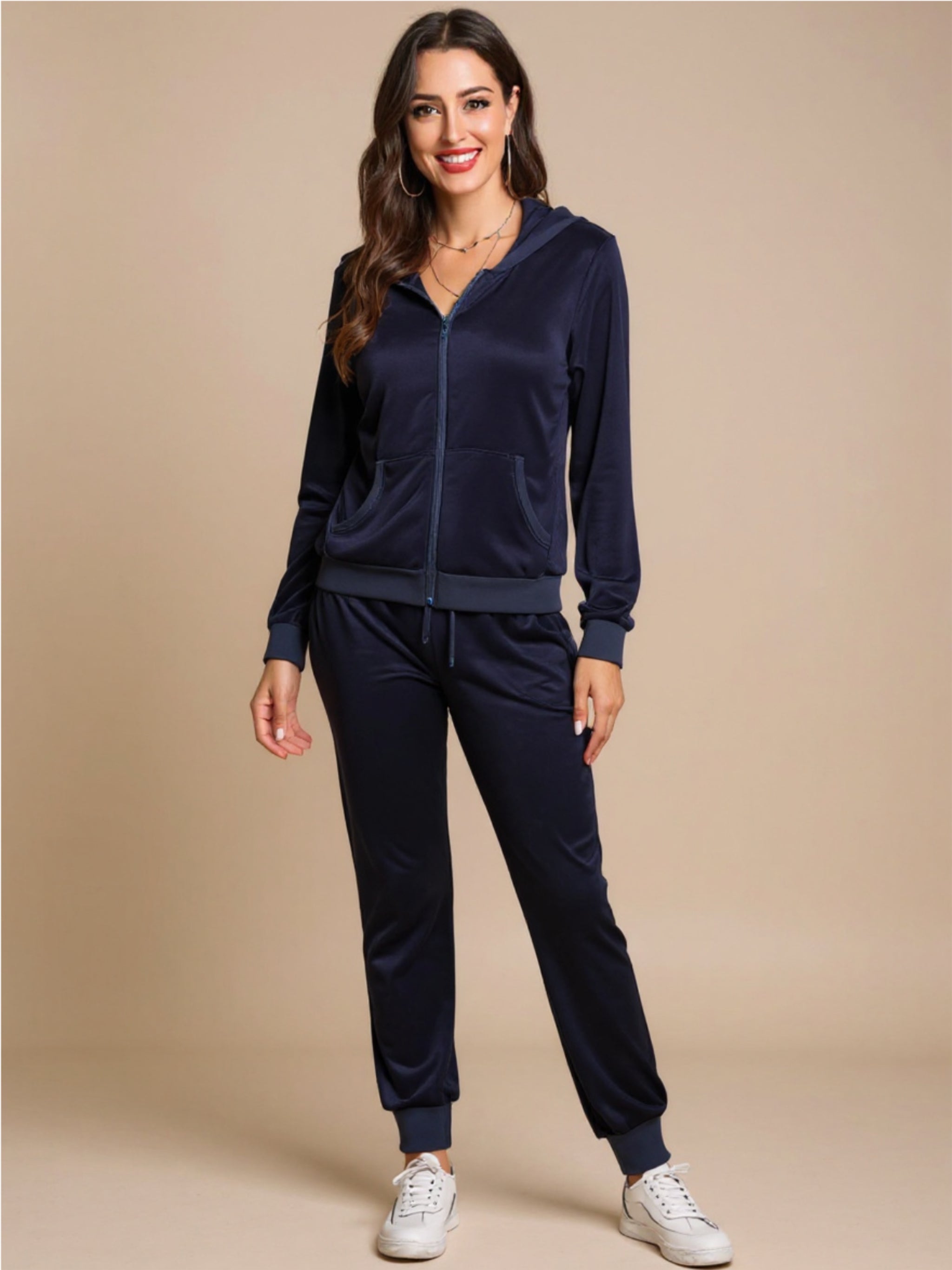 Zip-Up Hooded Jacket & Pants Set