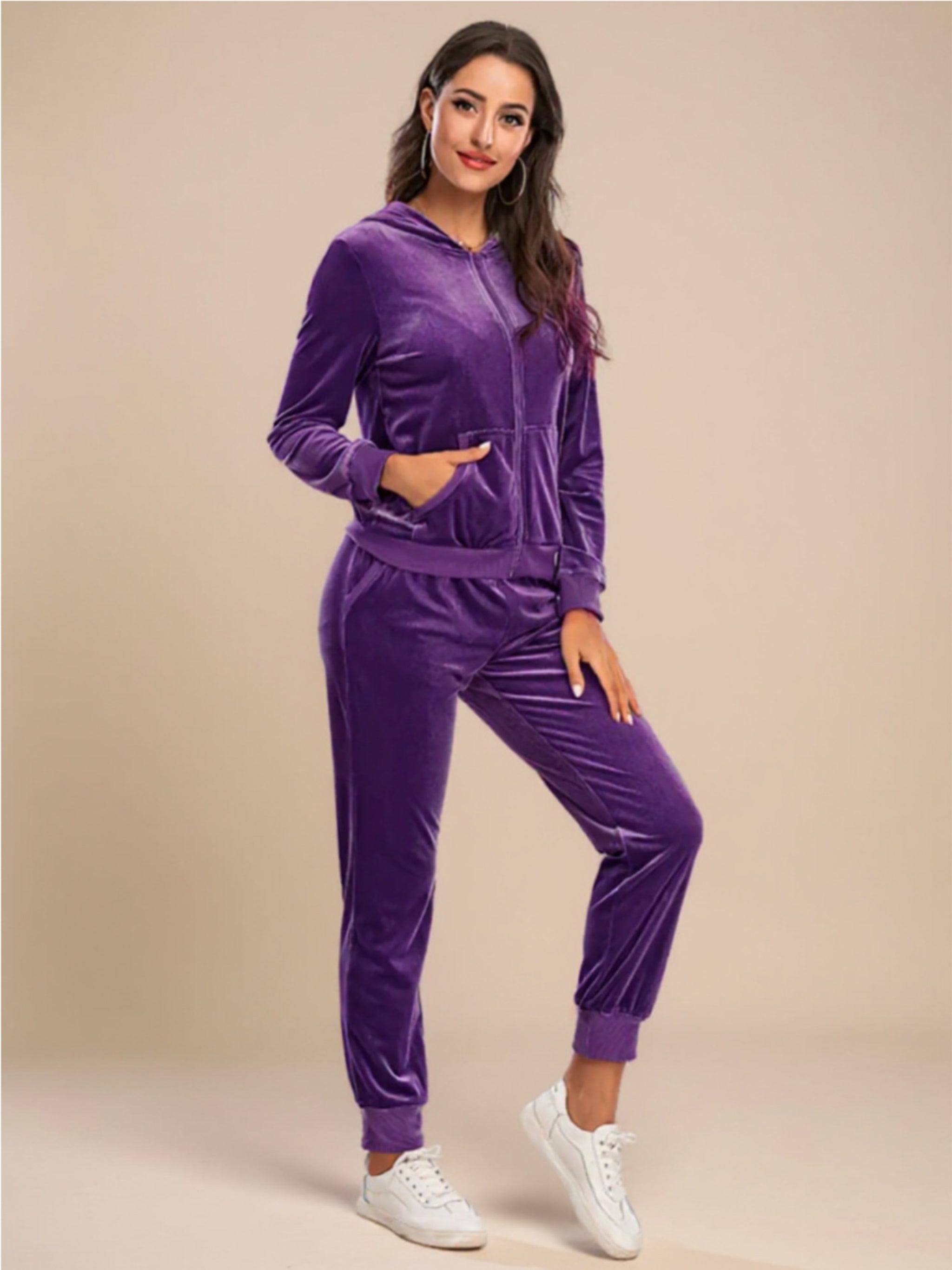 Zip-Up Hooded Jacket & Pants Set