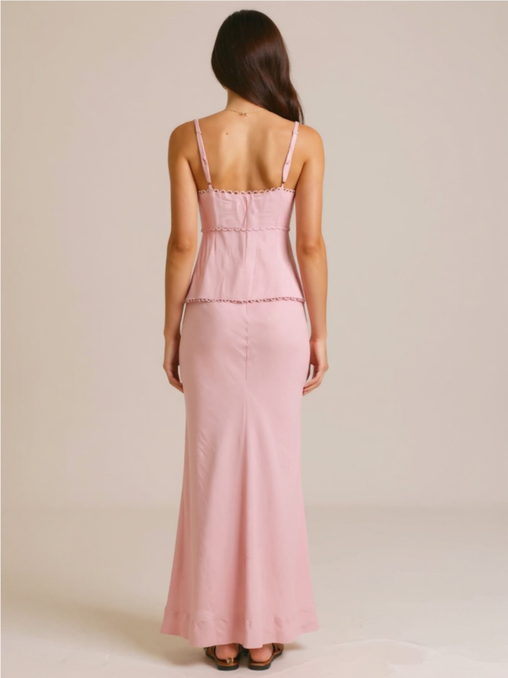 Lace Trim Button Front Cami & Skirt Set